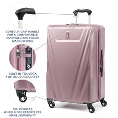Travelpro Maxlite 5 Hardside Spinner Wheel Luggage Dusty Rose Checked Medium 25 Inch U1