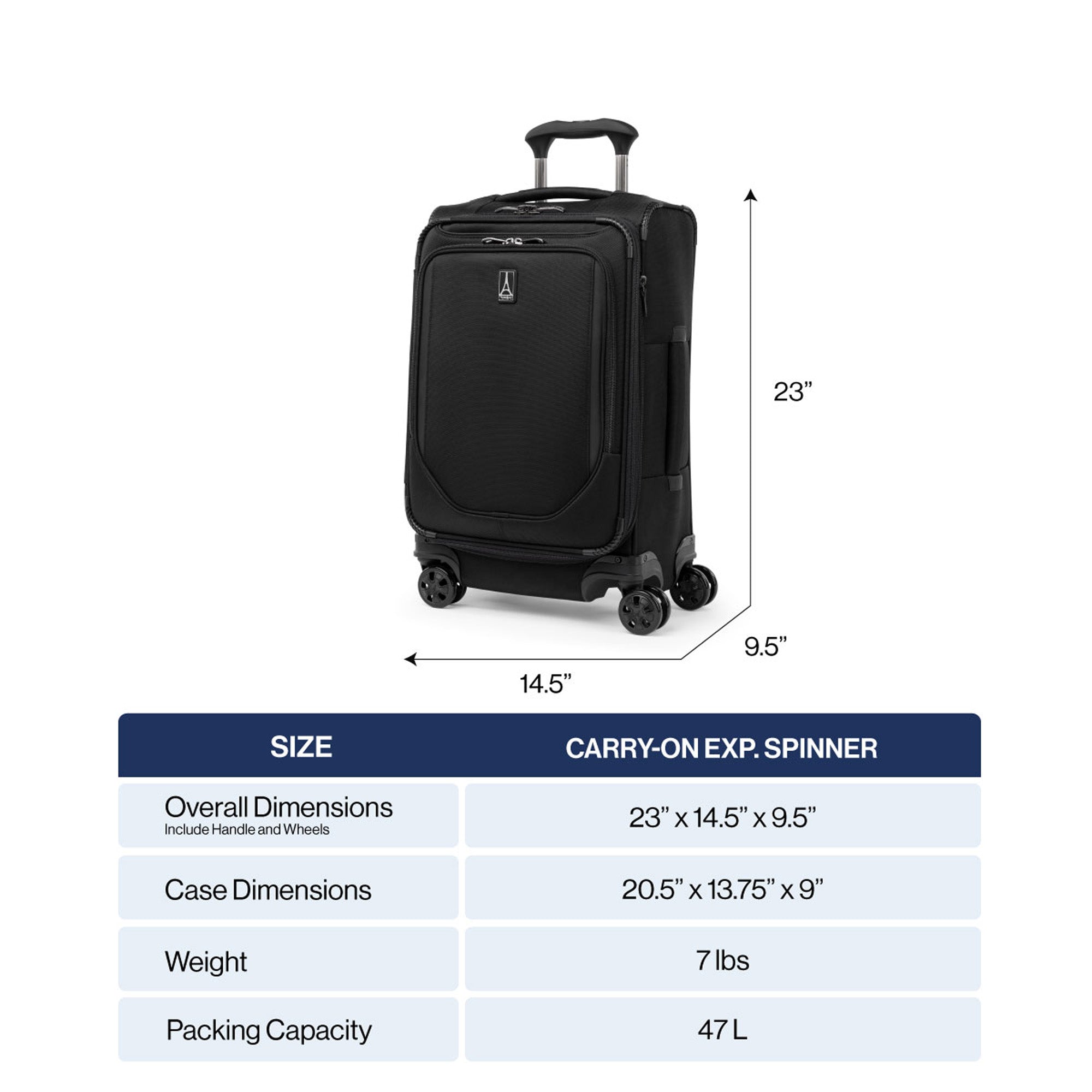Travelpro Crew Classic Lightweight Softside Expandable Luggage, 2 Wheel Upright Rollaboard Suitcase, Men and Women ( Titanium Grey , Carry On 21-Inch ) Titanium Grey Carry On 21 Inch U11