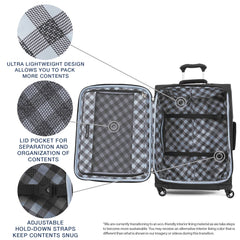 Travelpro Maxlite 5 Softside Expandable Luggage with 4 Spinner Wheels, Lightweight Suitcase, Men and Women Black Checked Large 29 Inch U29