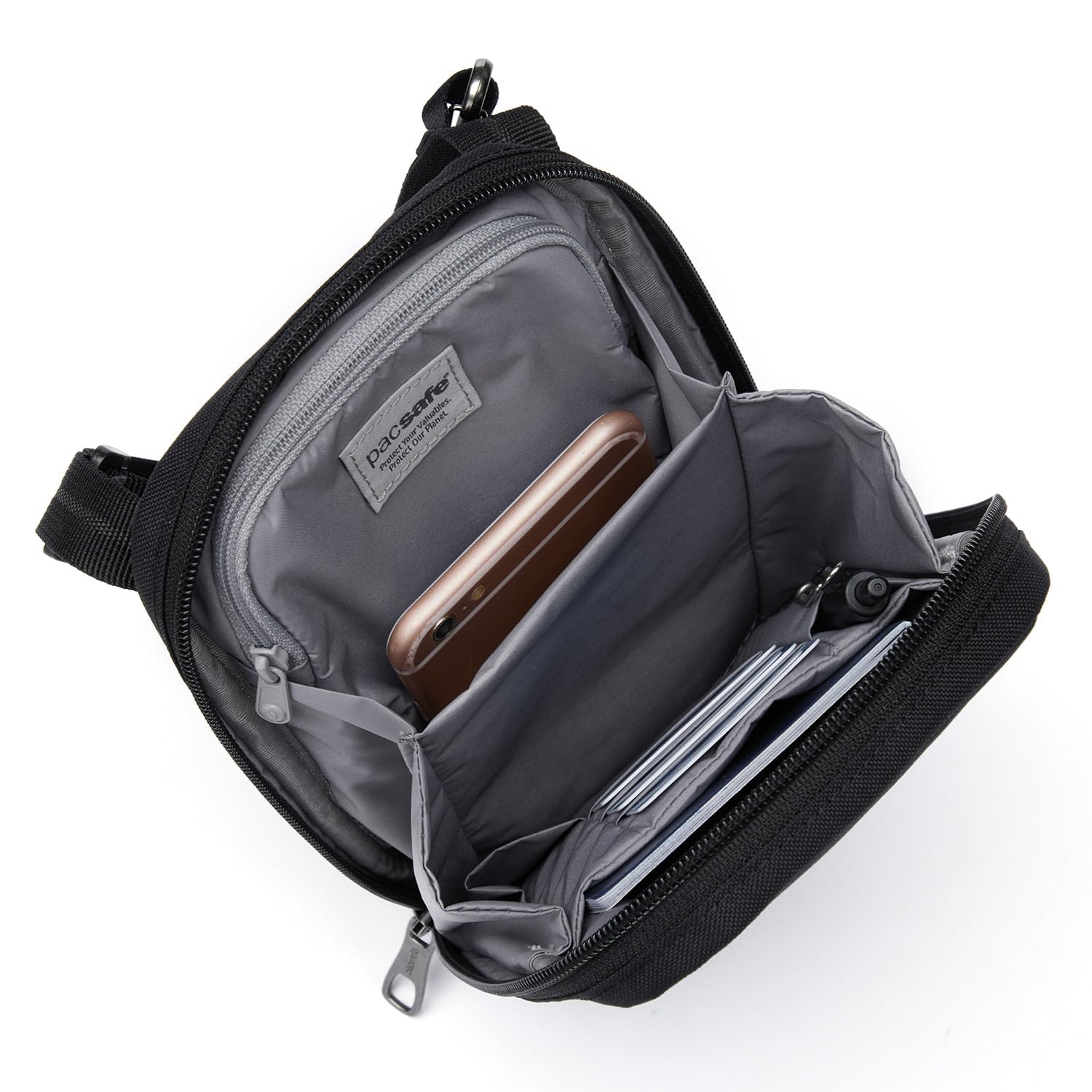 Pacsafe RFIDsafe Tech Crossbody ( Jet Black , One Size ) Jet Black One Size U1