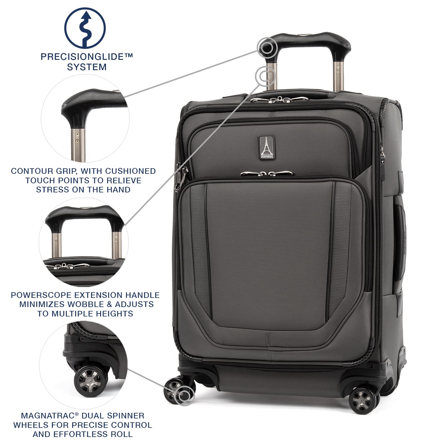 Travelpro Crew Versapack Softside Expandable Spinner Wheel Luggage Titanium Grey Carry On 21 Inch U2