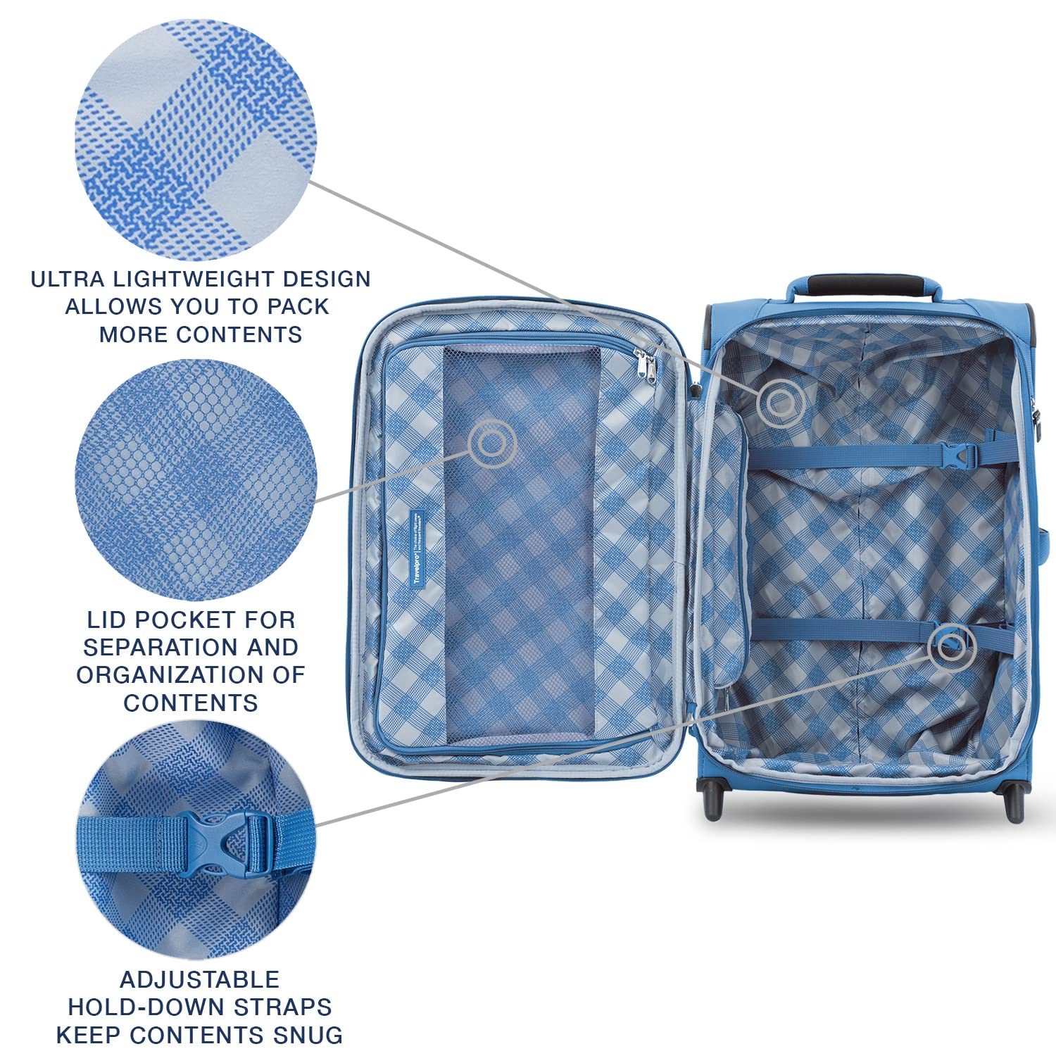 Travelpro Maxlite 5 Softside Expandable Upright 2 Wheel Luggage, Lightweight Suitcase, Men and Women Azure Blue Carry On 22 Inch U3