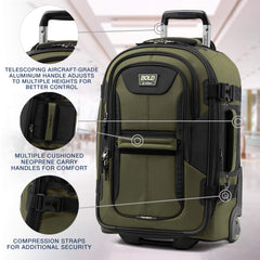 Travelpro Unisex-Adult Bold Softside Expandable Rollaboard Upright Luggage Olive/Black Carry On 22 Inch U4