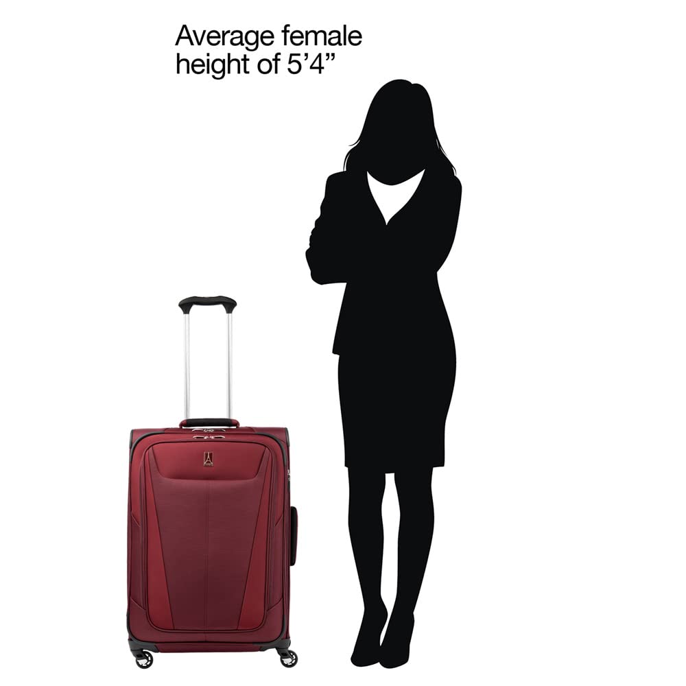 Travelpro Maxlite 5 Softside Expandable Luggage with 4 Spinner Wheels, Lightweight Suitcase, Men and Women ( Burgundy , Checked-Medium 25-Inch ) Burgundy Checked Medium 25 Inch U14