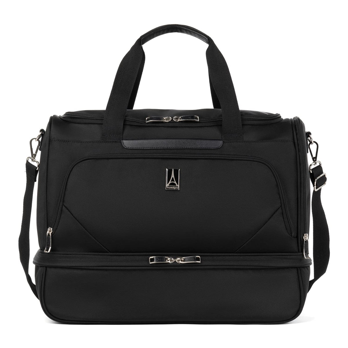 Travelpro Maxlite 5 Carry on Weekender with Drop-Bottom Compartment, Lightweight Overnight Travel Duffel Bag Black 19 Inch U1