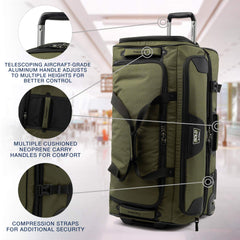 Travelpro Bold Drop Bottom Wheeled Rolling Duffel Bag ( Olive/Black , 30-Inch ) Olive/Black 30 Inch U4