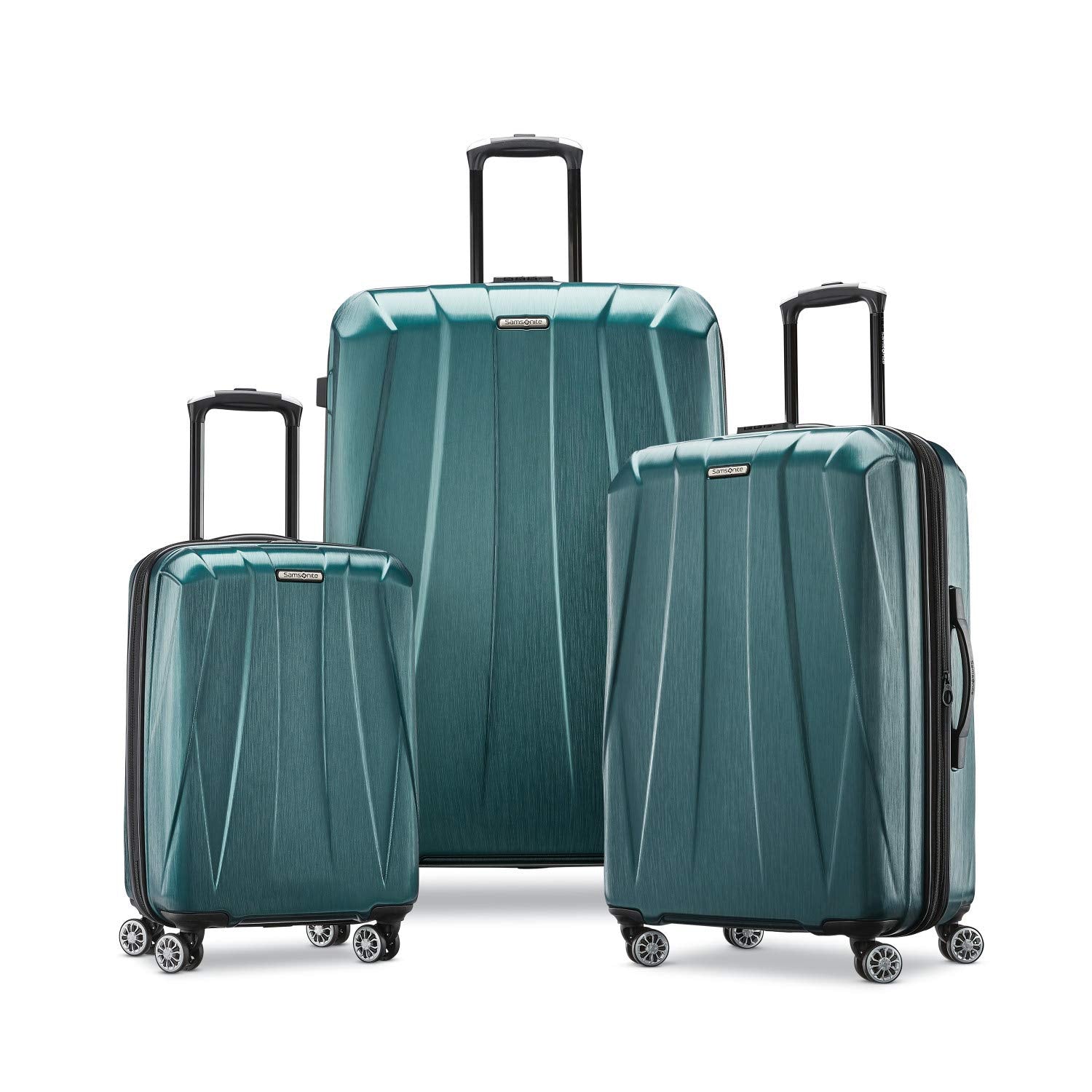Samsonite Centric 2 Expandable Hardside Luggage Set with Dual Spinner Wheels ( Emerald Green , Checked-Medium 24-Inch ) Emerald Green Checked Medium 24 Inch U1