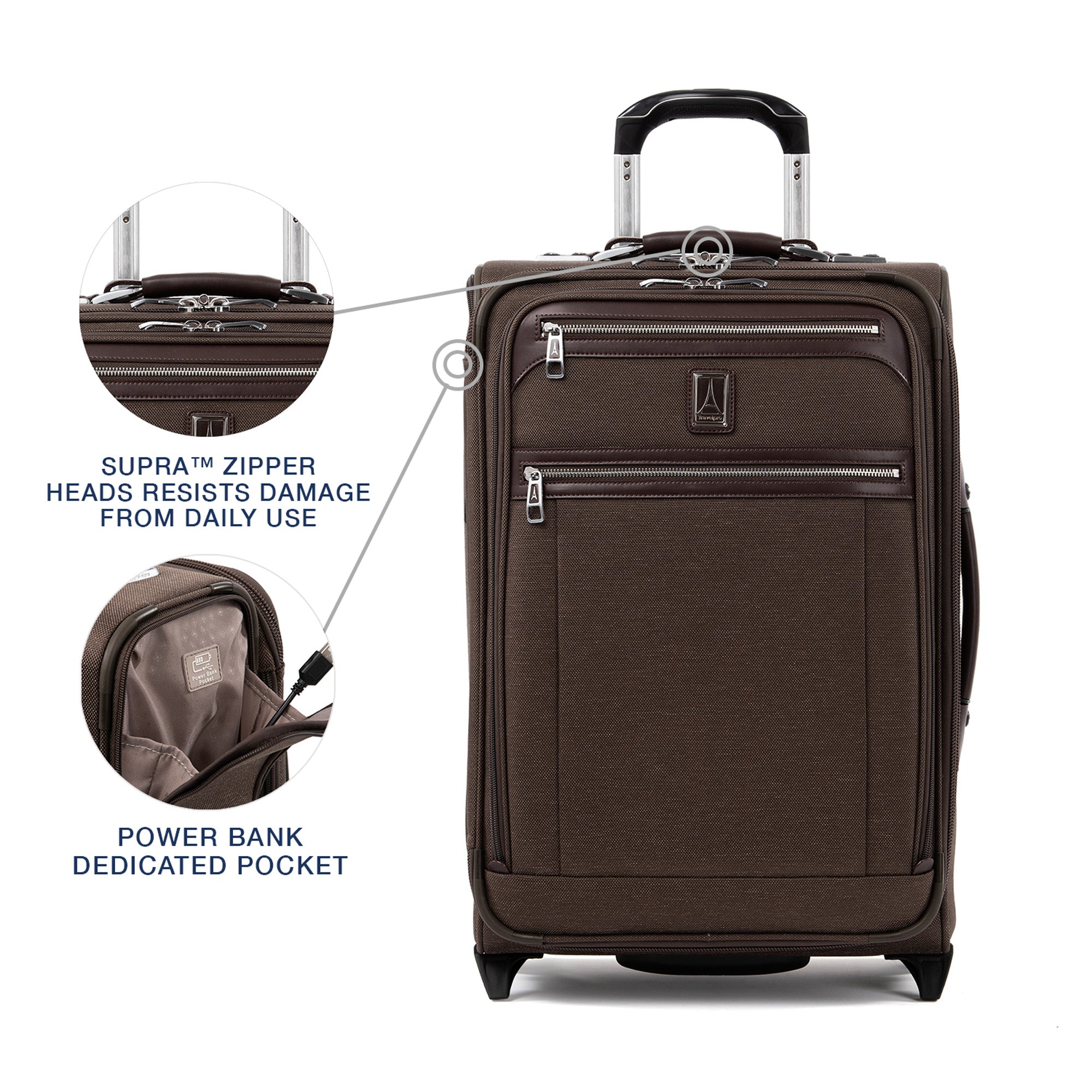 Travelpro Platinum Elite Softside Expandable Luggage, 2 Wheel Upright Suitcase, USB Port, Men and Women ( Rich Espresso , Carry-On 22-Inch ) Rich Espresso Carry On 22 Inch U6