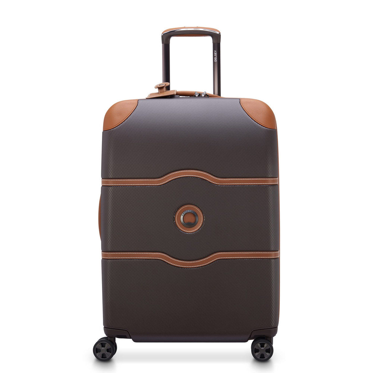 DELSEY Paris Chatelet Air 2.0 Hardside Luggage with Spinner Wheels ( Chocolate Brown , Checked-Medium 24 Inch ) Chocolate Brown Checked Medium 24 Inch U5