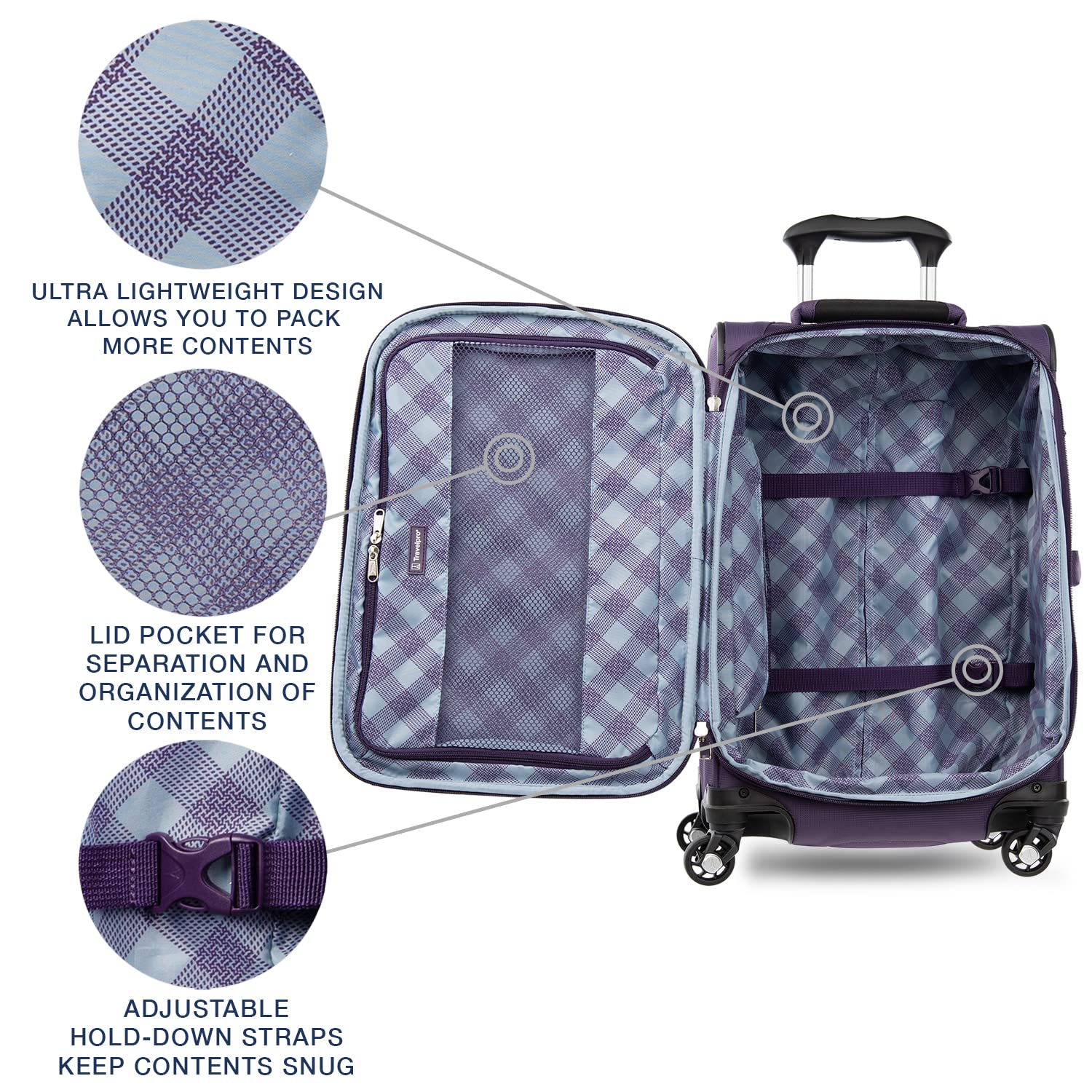 Travelpro Maxlite 5 Softside Expandable Luggage with 4 Spinner Wheels, Lightweight Suitcase, Men and Women ( Imperial Purple , Carry-on 21-Inch ) Imperial Purple Carry On 21 Inch U6