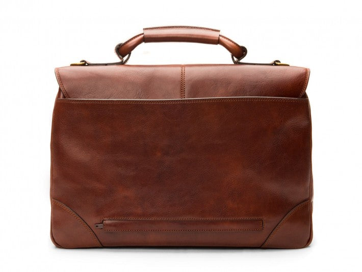 Bosca Men's Dolce Collection Flapover Briefcase ( Dark Brown , One Size ) Dark Brown One Size U1