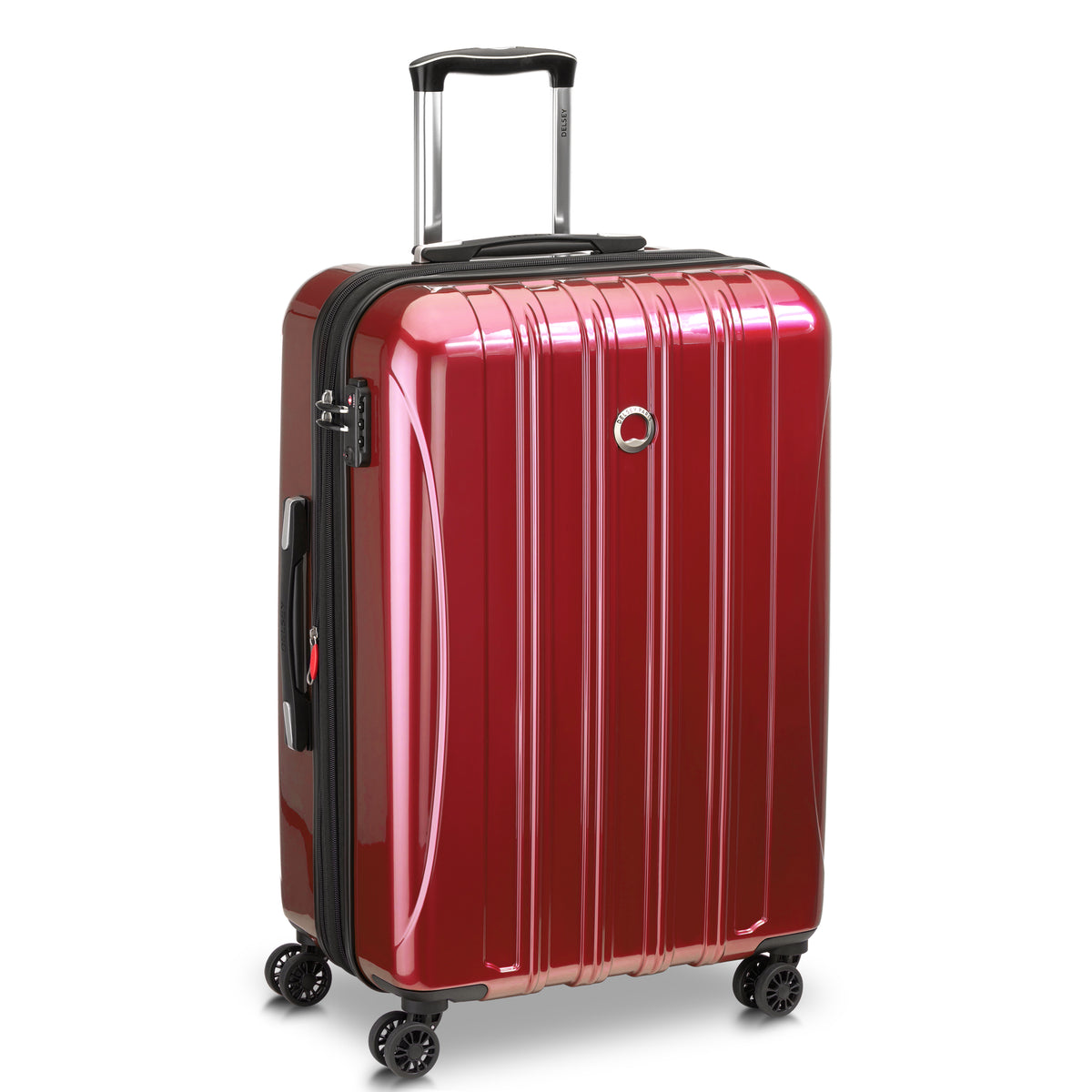 DELSEY Paris Helium Aero Hardside Expandable Luggage with Spinner Wheels ( Brick Red , Checked-Medium 25 Inch ) Brick Red Checked Medium 25 Inch U12