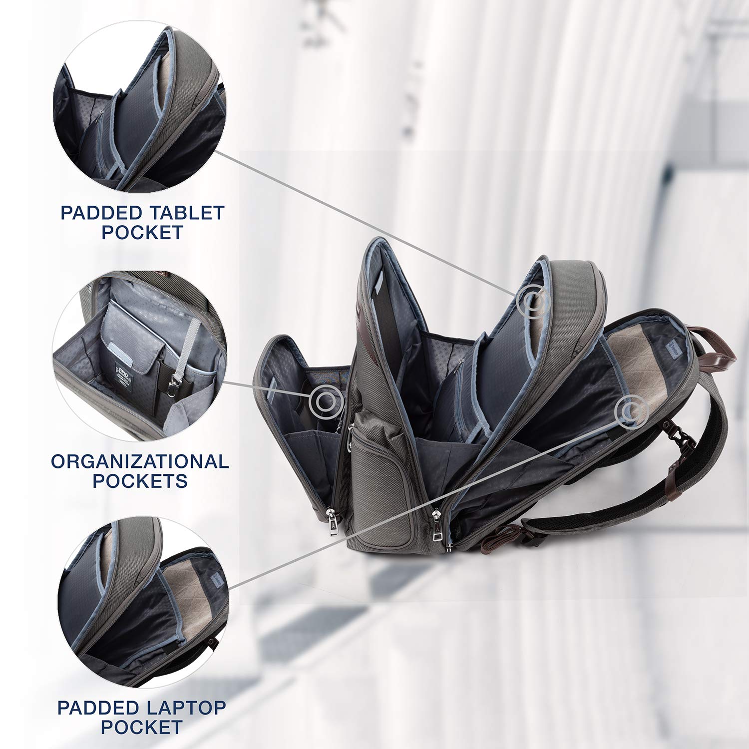 Travelpro Platinum Elite Business Laptop Backpack, Fits up to 17.5 Inch Laptop, Work School Travel, Men and Women ( Vintage Grey , 17.5-Inch ) Vintage Grey 17 5 Inch U3