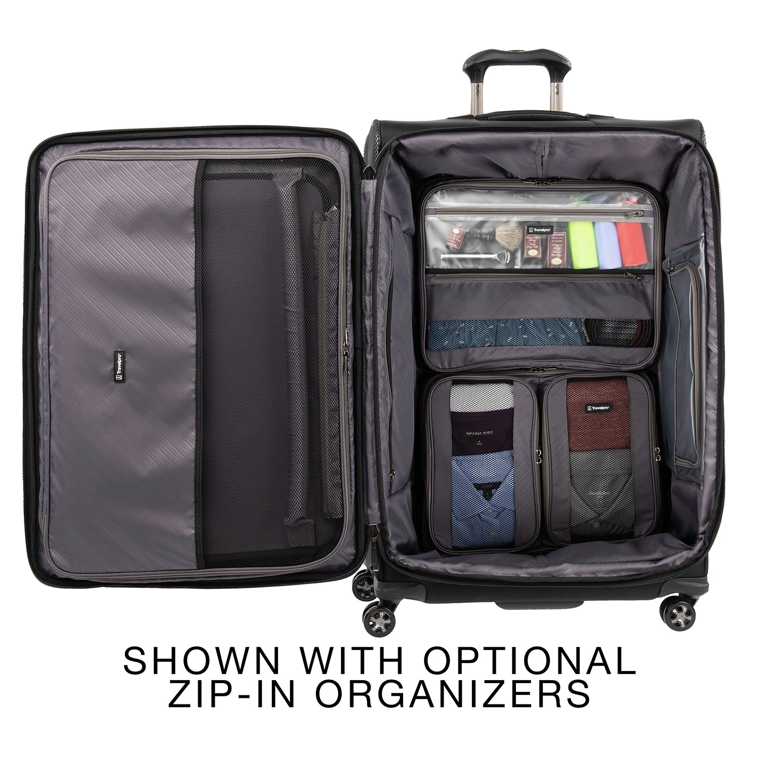 Travelpro Crew Versapack Softside Expandable Spinner Wheel Luggage ( Jet Black , Checked-Large 29-Inch ) Jet Black Checked Large 29 Inch U6