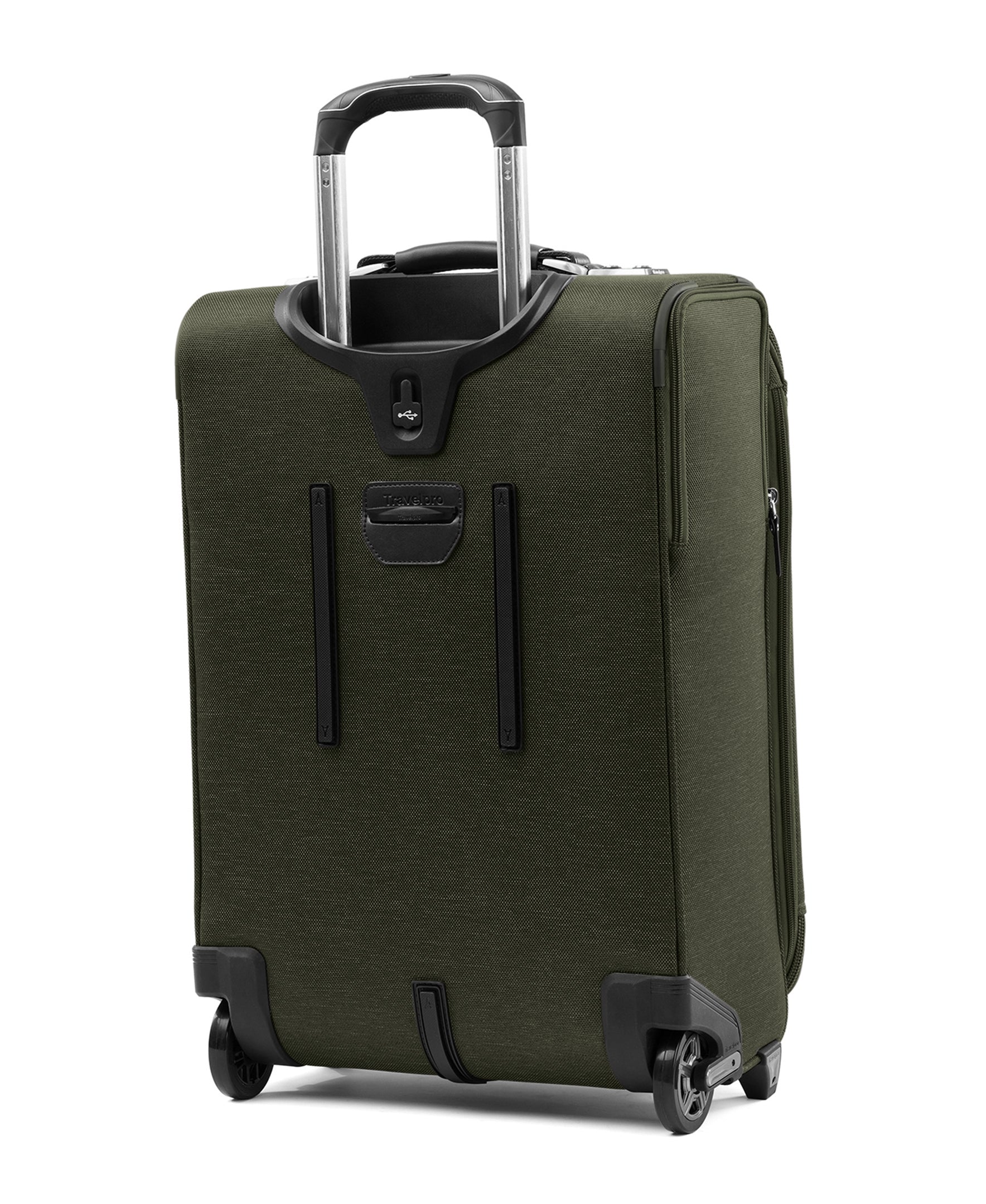 Travelpro Platinum Elite Softside Expandable Luggage, 2 Wheel Upright Suitcase, USB Port, Men and Women ( Pilot Green , Carry-On 22-Inch ) Pilot Green Carry On 22 Inch U2