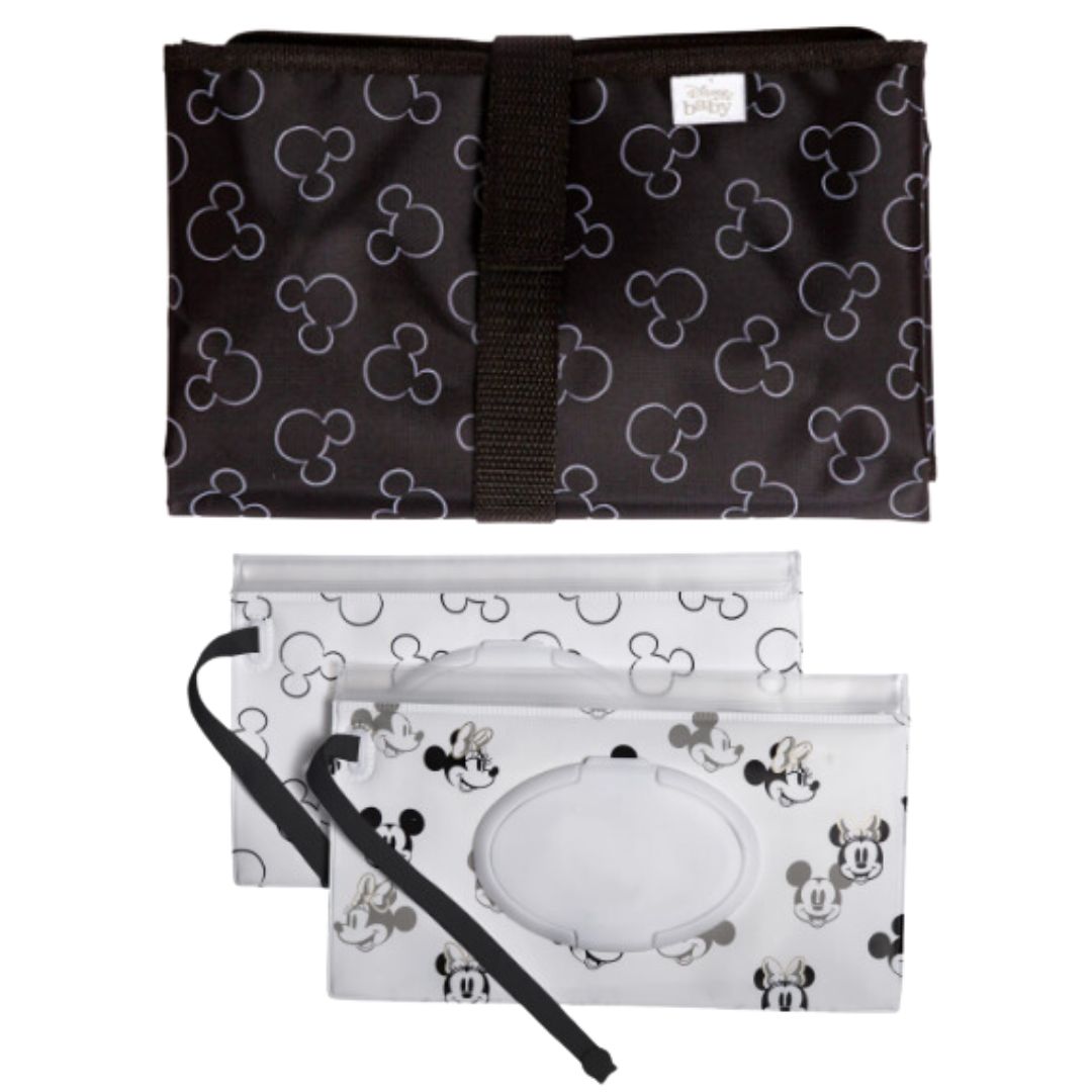 Disney Baby Full Body Changing Pad and Wipes Case Bundle ( Mickey Black , One Size ) Mickey Black One Size U1