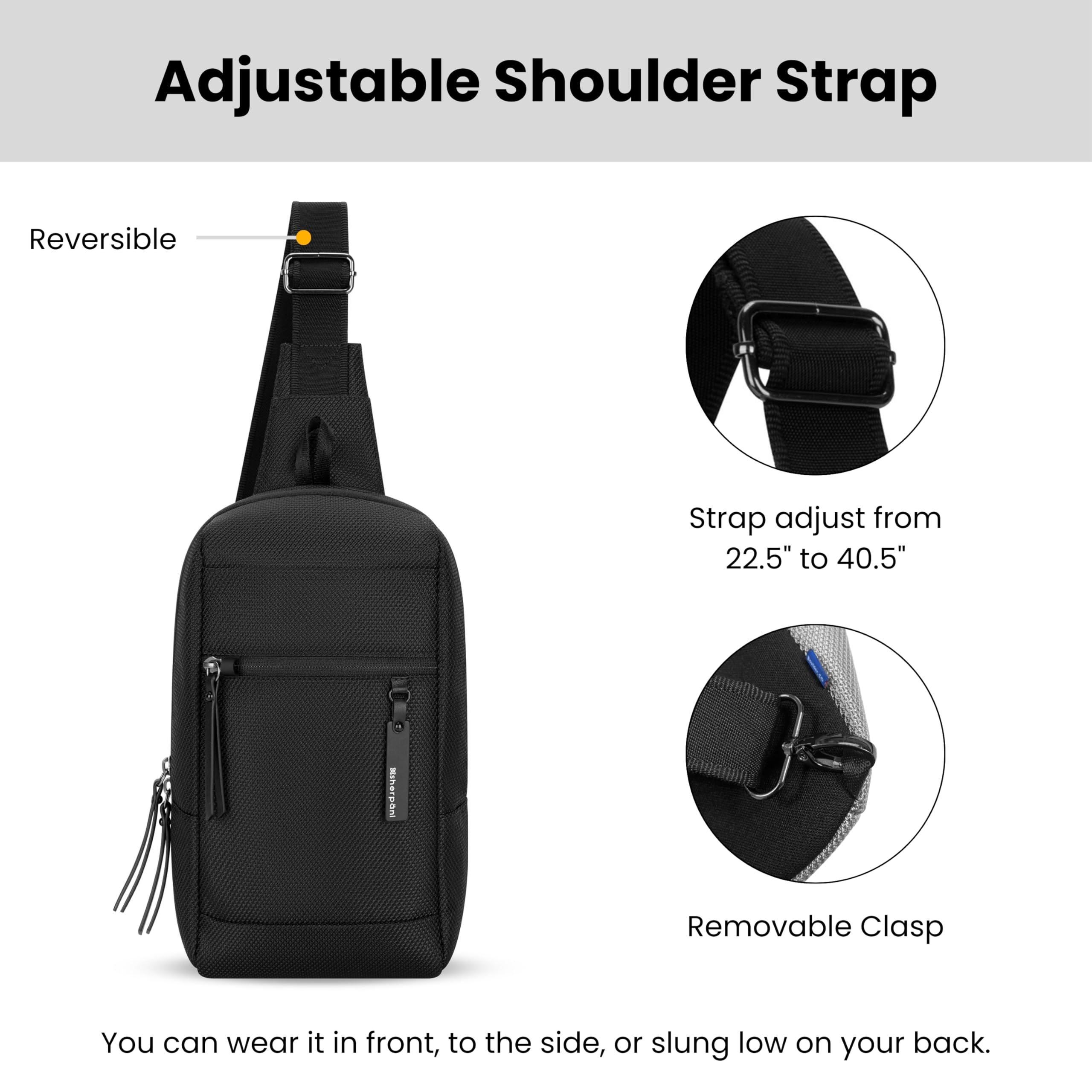 Sherpani Metro, Anti Theft Travel Sling Bag, Sling Backpack, Crossbody Backpack, Sling Bag for Women ( Carbon , One Size ) Carbon One Size U1