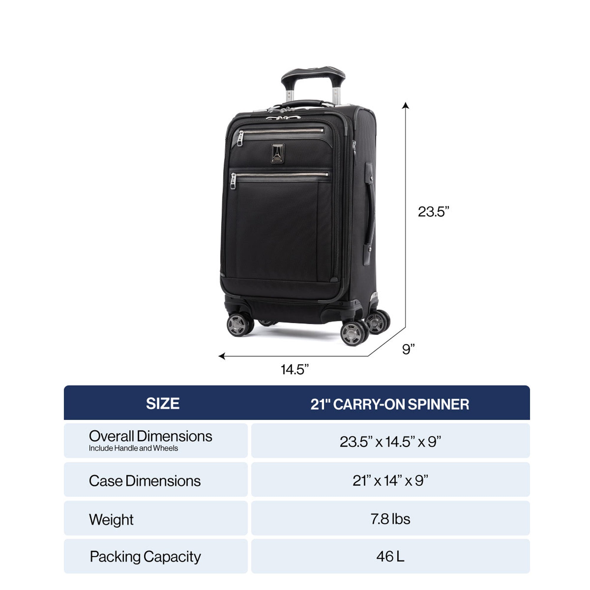 Travelpro Platinum Elite Softside Expandable Carry on Luggage, 8 Wheel Spinner Suitcase, USB Port, Suiter, Men and Women, Carry On 21-Inch ( Shadow Black , Carry-On 21-Inch ) Shadow Black Carry On 21 Inch U35