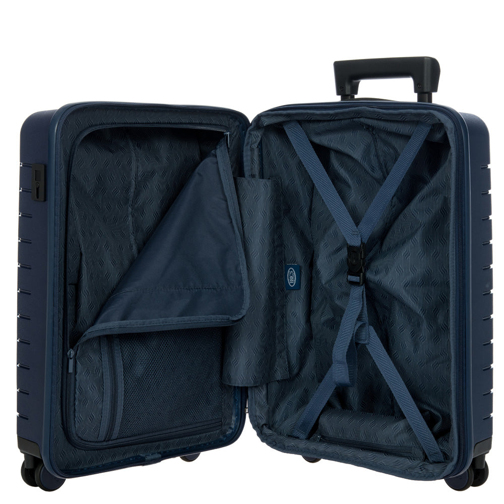 Brics B|Y Ulisse Carry-On Spinner  Lightweight Hard Shell Luggage, Smooth 360 Double Wheels, TSA Combination Lock, USB Port & Interior Organization - 21 Inch with Pocket ( Ocean Blue , One Size ) Ocean Blue One Size U1