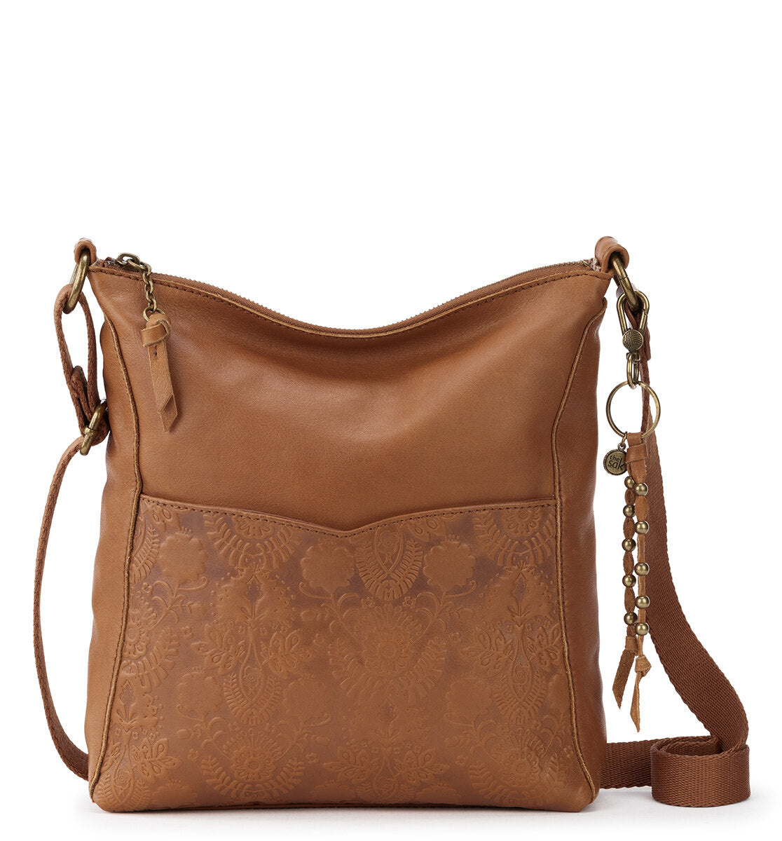 The Sak Lucia Leather Crossbody Tobacco Floral Embossed One Size U1
