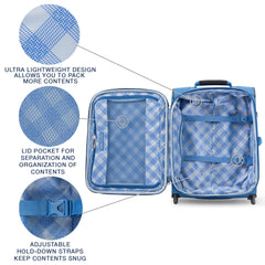 Travelpro Maxlite 5 Softside Expandable Upright 2 Wheel Luggage, Lightweight Suitcase, Men and Women Azure Blue Carry On 20 Inch U2