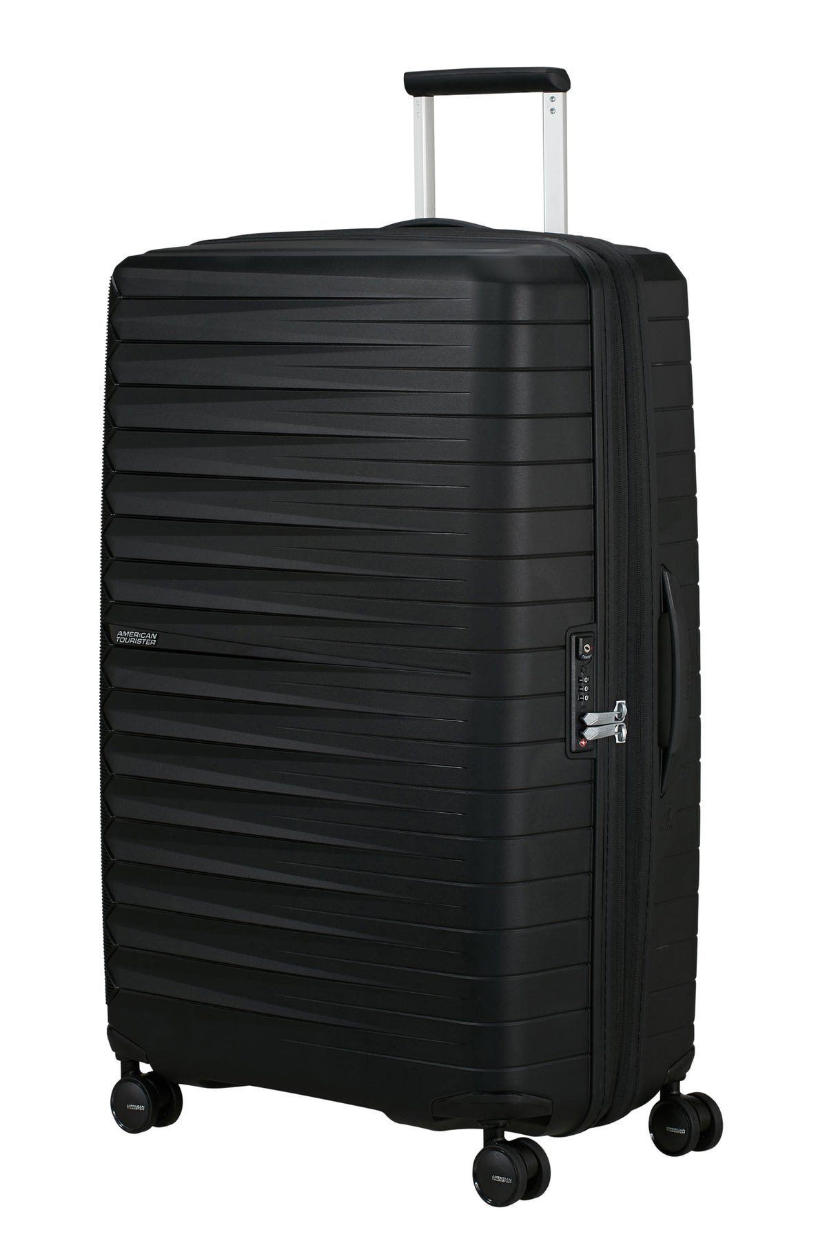American Tourister Fastforward Expandable Hardside Luggage with Spinner Wheels, Large ( Flash Black , One Size ) Flash Black One Size U1