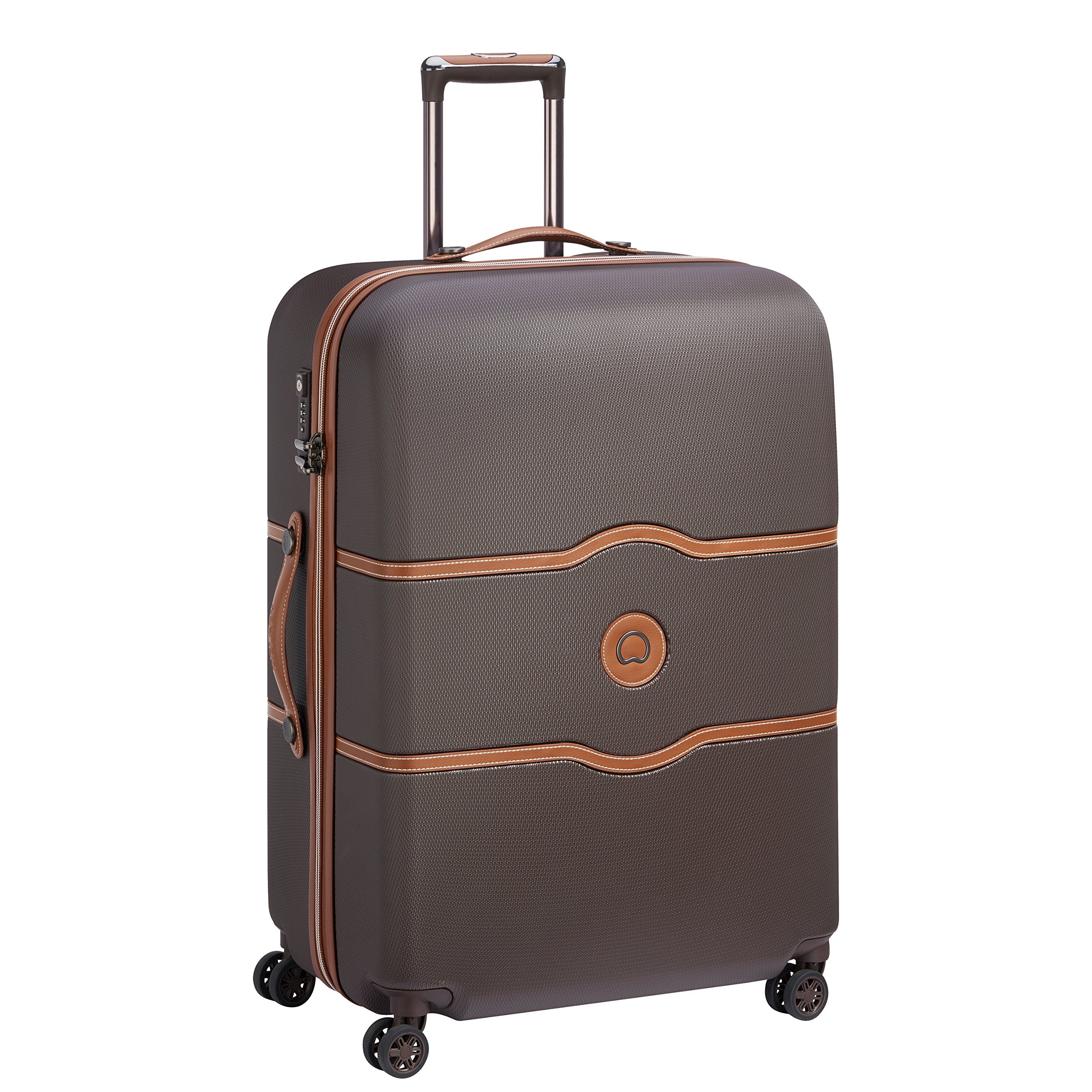 DELSEY Paris Chatelet Hardside Luggage with Spinner Wheels Chocolate Brown Checked Large 28 Inch U3