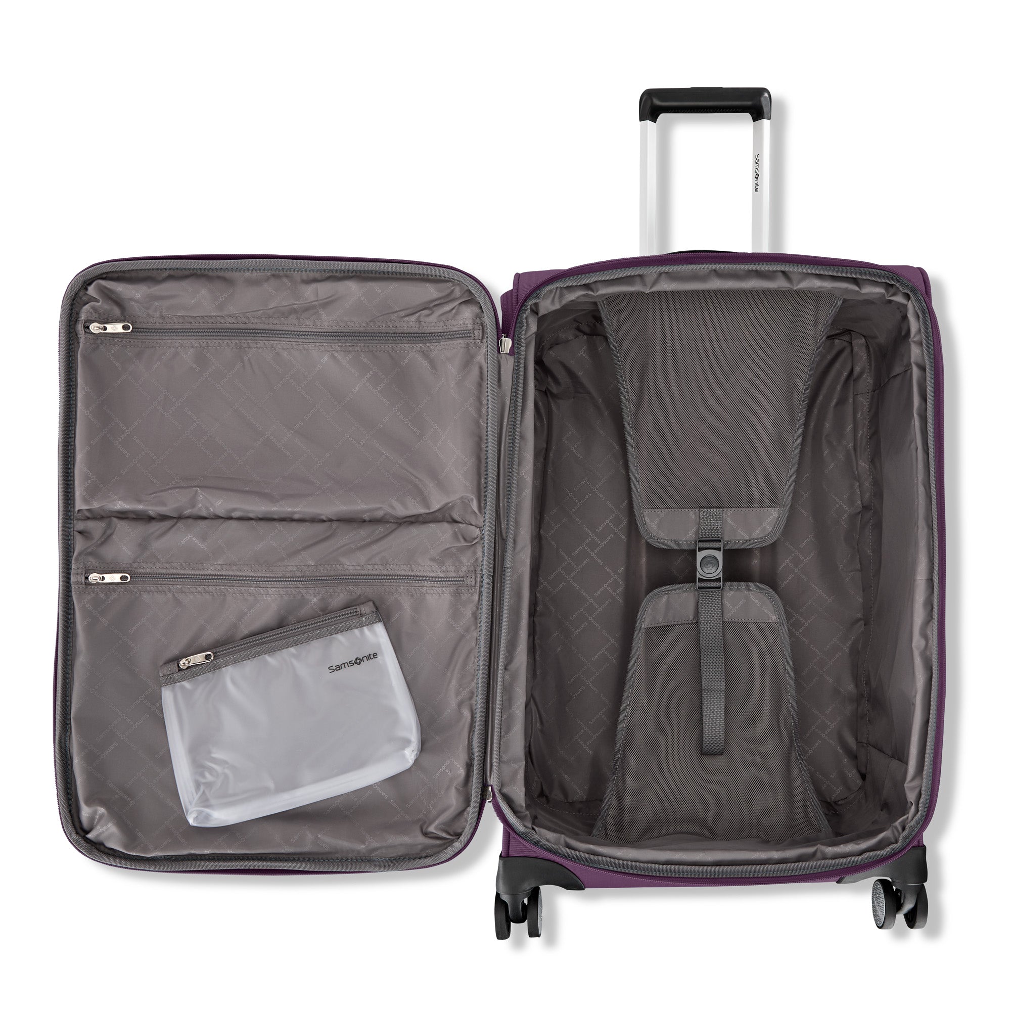 Samsonite Element Carry-On Soft-Sided Expandable 21-Inch Suitcase: Airline Approved for Most Major Airlines, Durable, 360 Spinner Wheels, Adjustable Handle, 2 Front & Side Pocket ( Purple , 21-Inch Carry-On ) Purple 21 Inch Carry On U5