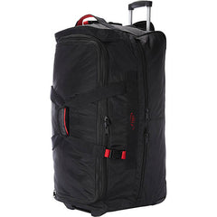 A.SAKS Luggage Lightweight Rolling Trolley Duffel with Wheels ( Black/Red , One Size ) Black/Red One Size U67