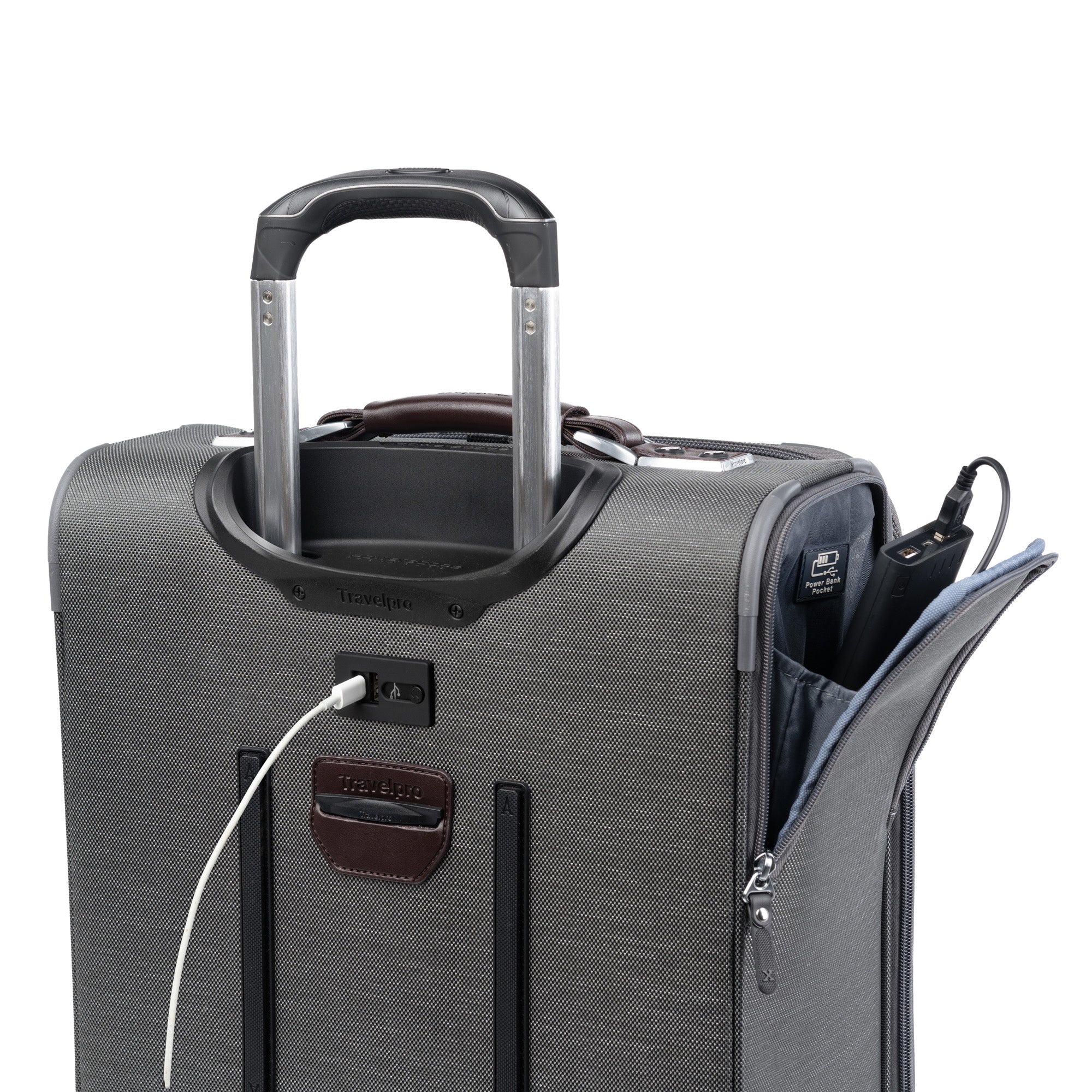 Travelpro Platinum Elite Softside Expandable Luggage, 2 Wheel Upright Suitcase, USB Port, Men and Women ( Vintage Grey , Carry On 22 Inch ) Vintage Grey Carry On 22 Inch U2