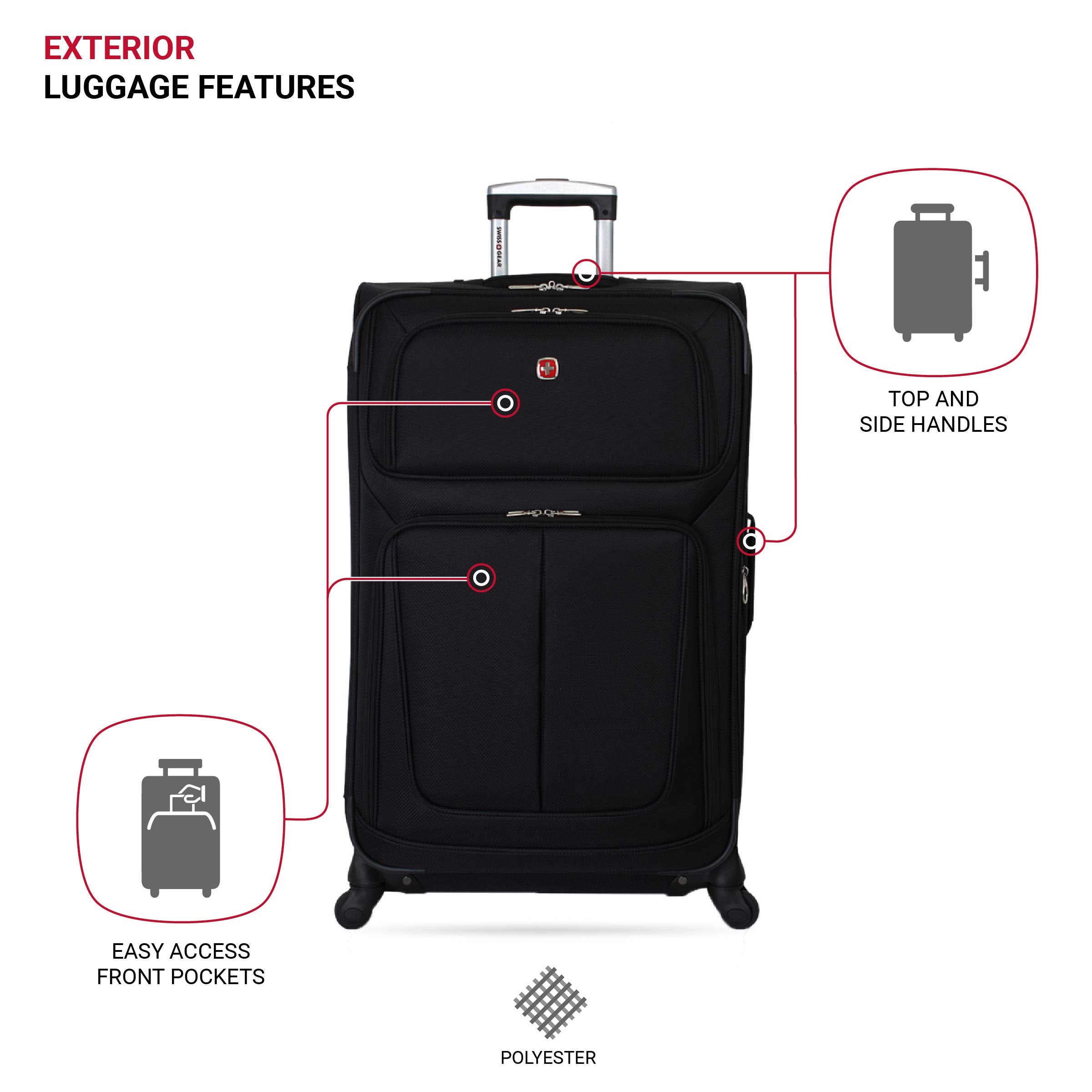 SwissGear Sion Softside Expandable Luggage, Black, Checked-Large 29-Inch U1