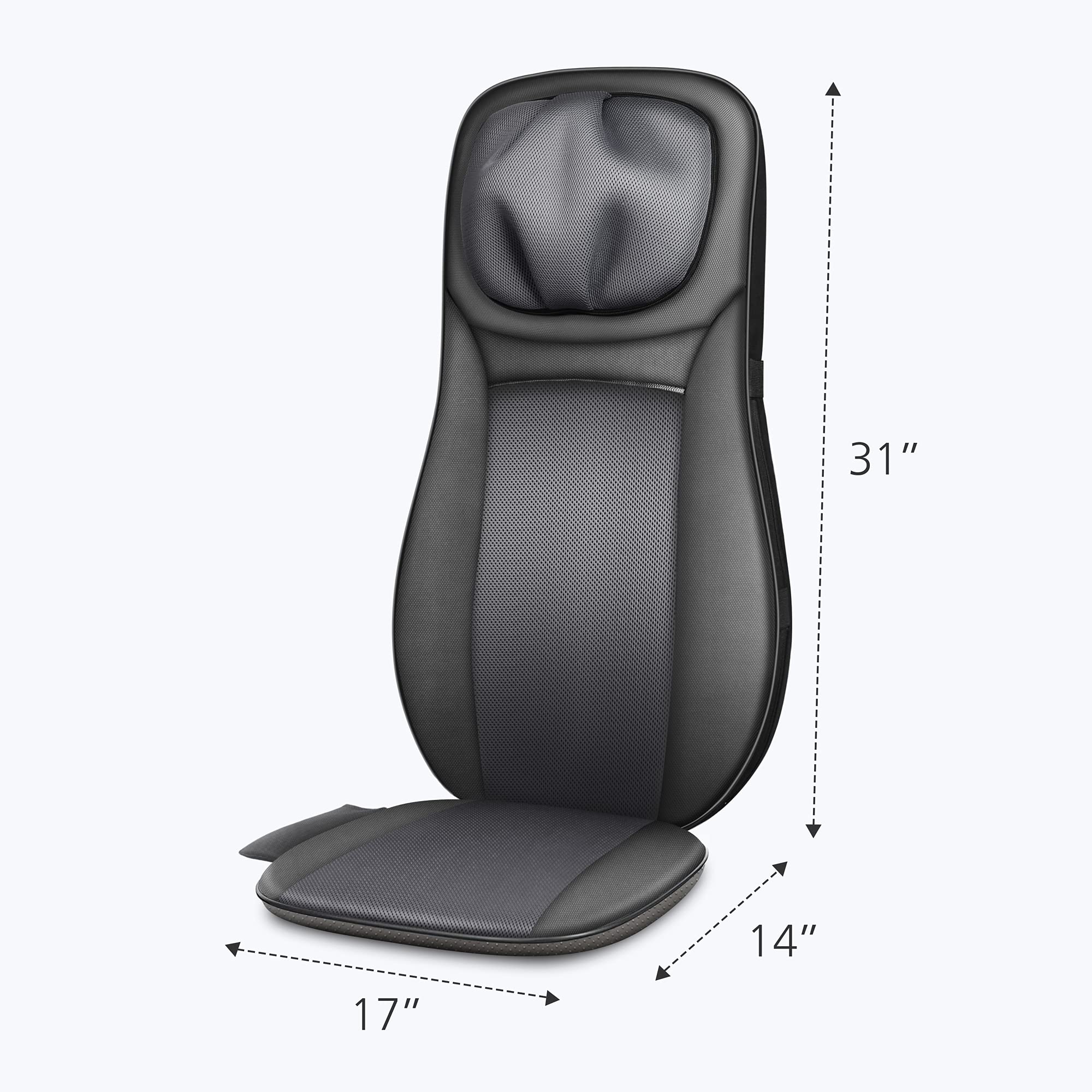 Snailax shiatsu Neck & Back Massager with Heat, Full Back Kneading Shiatsu or Rolling Massage, Massage Chair pad with Height Adjustment, Back Massager for Neck and Shoulder Grey and Black 1 Count (Pack of 1) U2