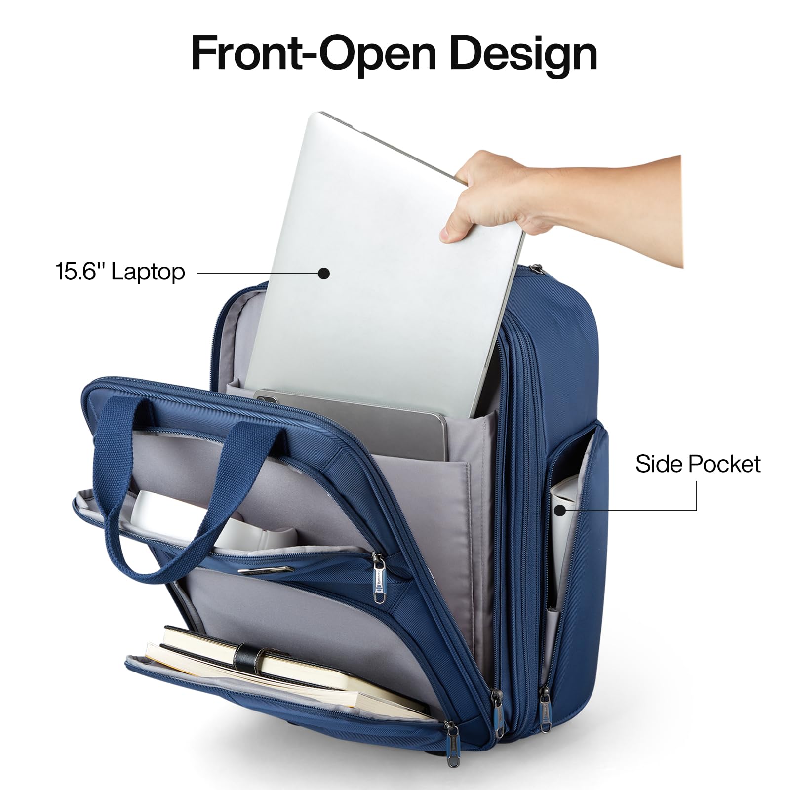 Hanke Softside Expandable Underseat Carry On Bags for Airplanes,Travel Luggage Rolling Bag Personal Item Bag Small Suitcase,Blue,16-Inch Blue Expandable 16-Inch Underseat U1