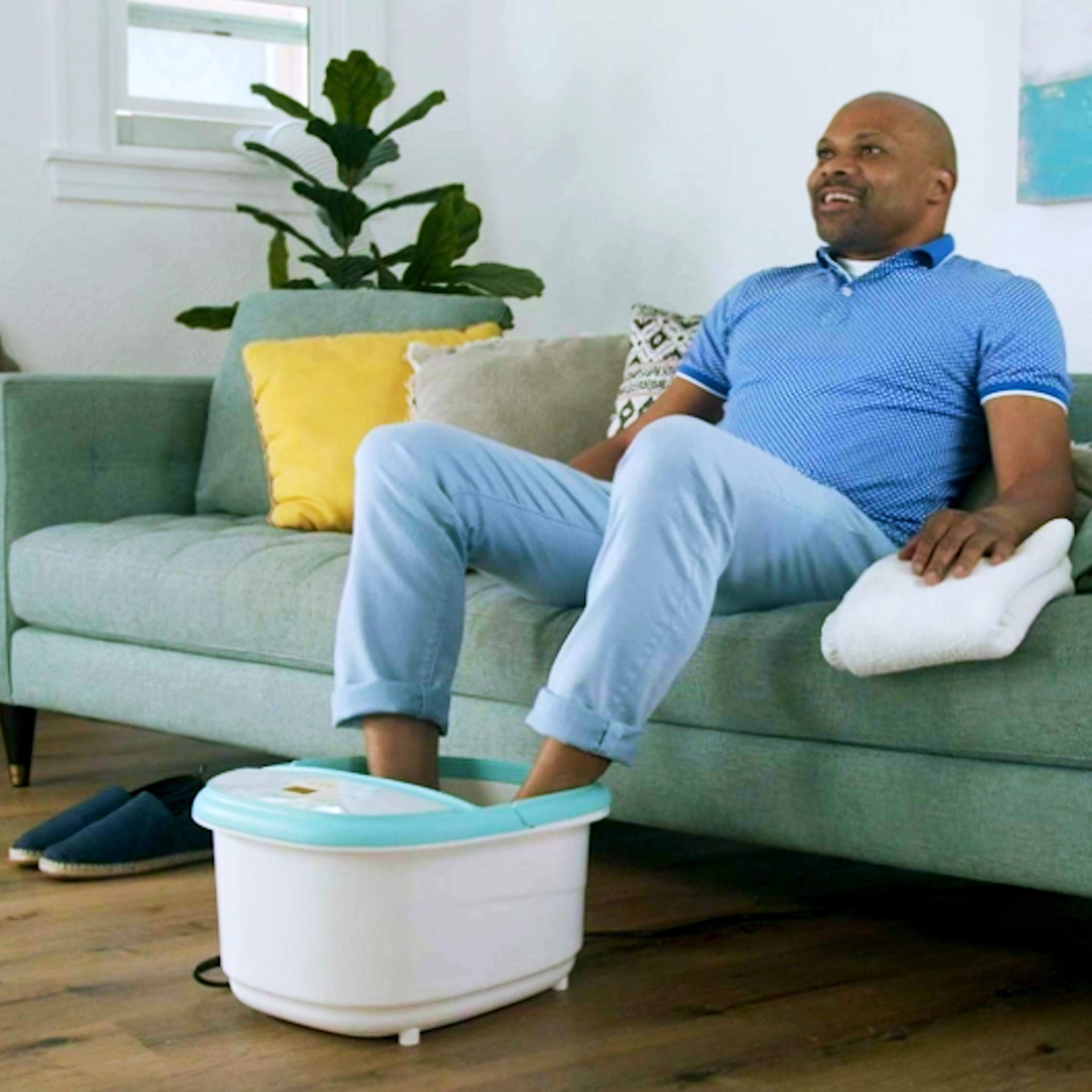 Belmint Foot Spa Foot Bath Massager – Feet Soaking Tub with Heat - Foot Bath with 6 Shiatsu Massage Rollers, Callus Remover, Adjustable Time & Temperature – Stress Relief and Sooths Tired Feet Light Blue 1 Count (Pack of 1) U1