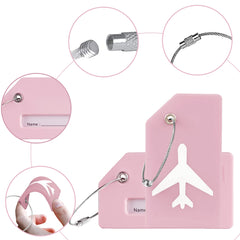 Gostwo 1Pc Silicone Luggage Tag for Suitcases, 26 Initial Letter Baggage Labels Handbag School Bag Suitcase Instrument Tag with Stainless Steel Loop(Pink)(Airplane) Pink01 Airplane U1