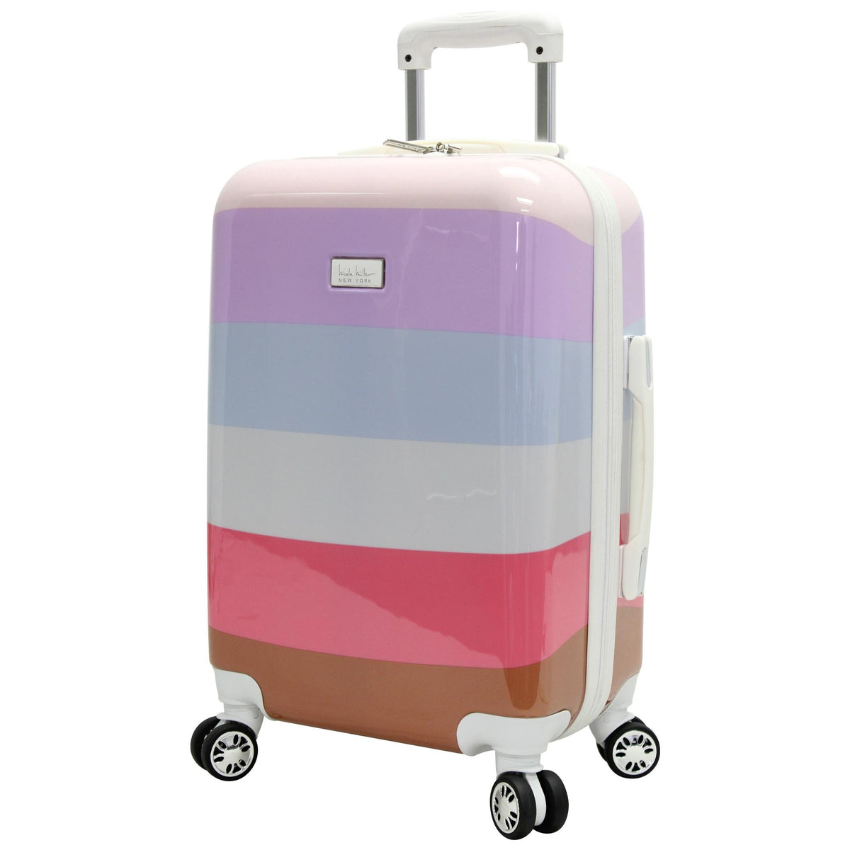Nicole Miller New York Rainbow Luggage Collection - 20 Inch (ABS+PC) Hardside Carry On Suitcase - Durable Lightweight Bag with 8-Rolling Spinner Wheels (Rainbow Lavender)… U1