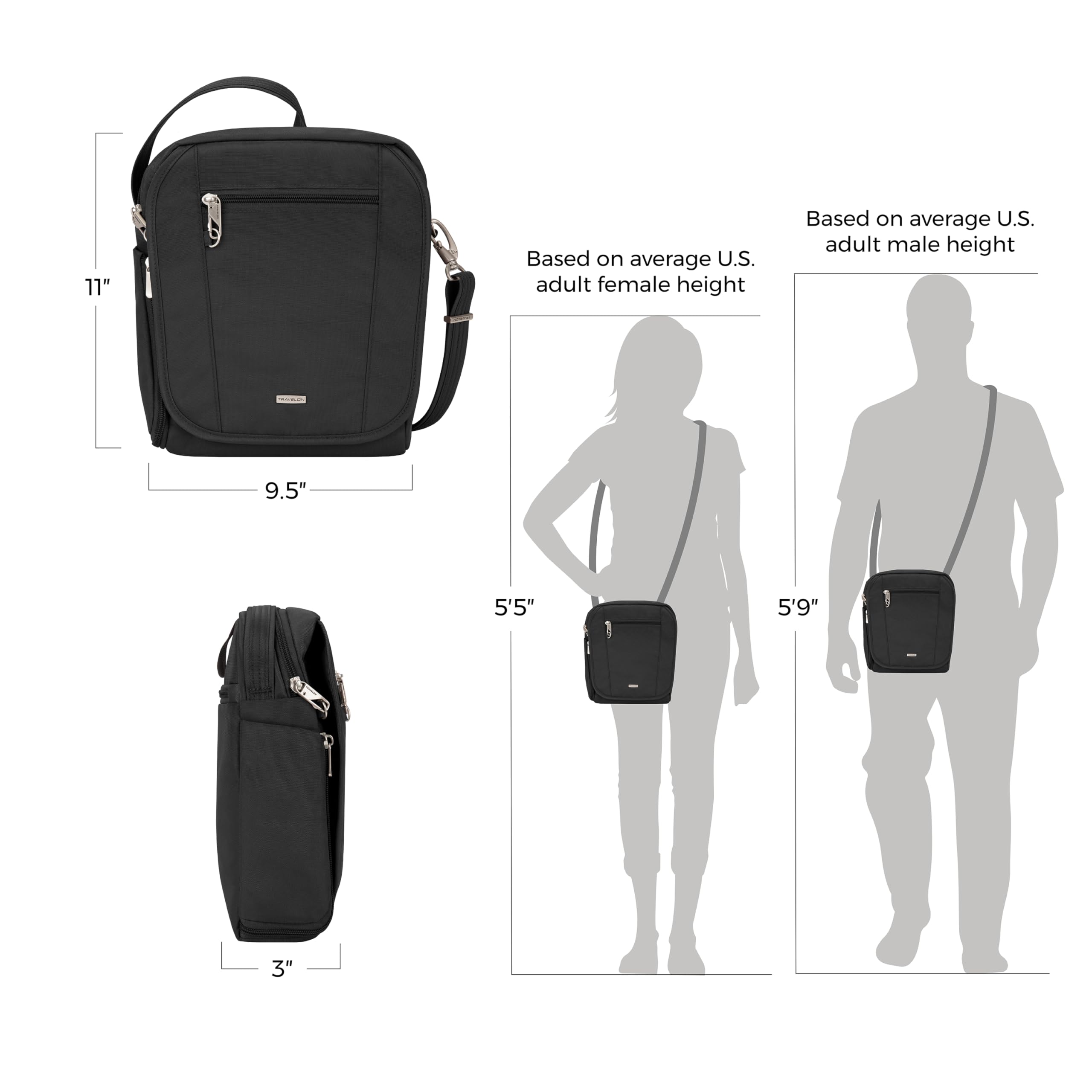 Travelon Anti-Theft Classic Medium Tour Bag Midnight One Size U1