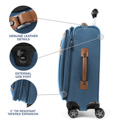 Travelpro Platinum Elite Softside Expandable Carry on Luggage, 8 Wheel Spinner Suitcase, USB Port, Suiter, Men and Women, Carry On 21-Inch ( Coastal Blue , Carry-On 21-Inch ) Coastal Blue Carry On 21 Inch U7
