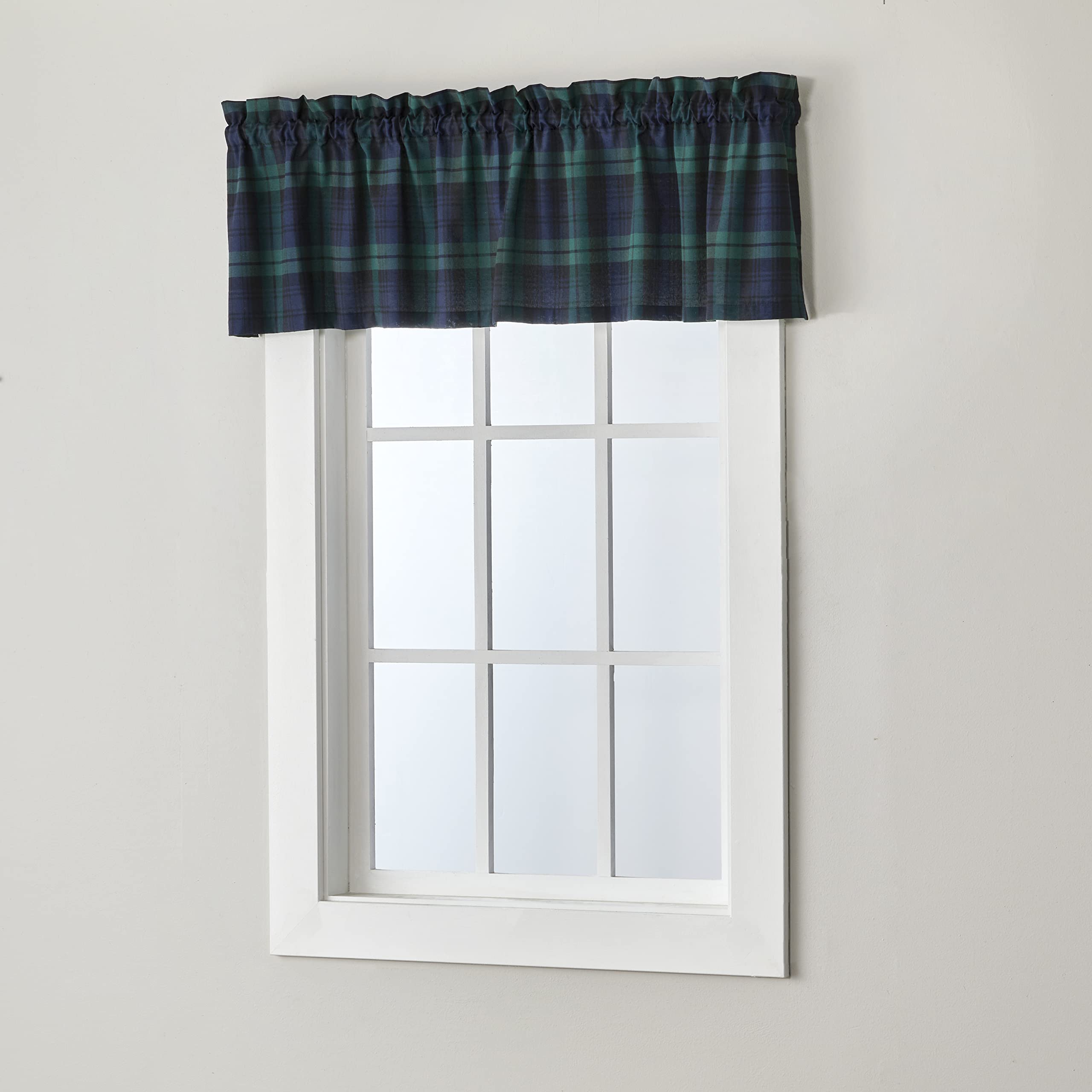 SKL Home Hearthside Plaid Valance, 58x13, Green/Navy Green/Navy 58x13 U1