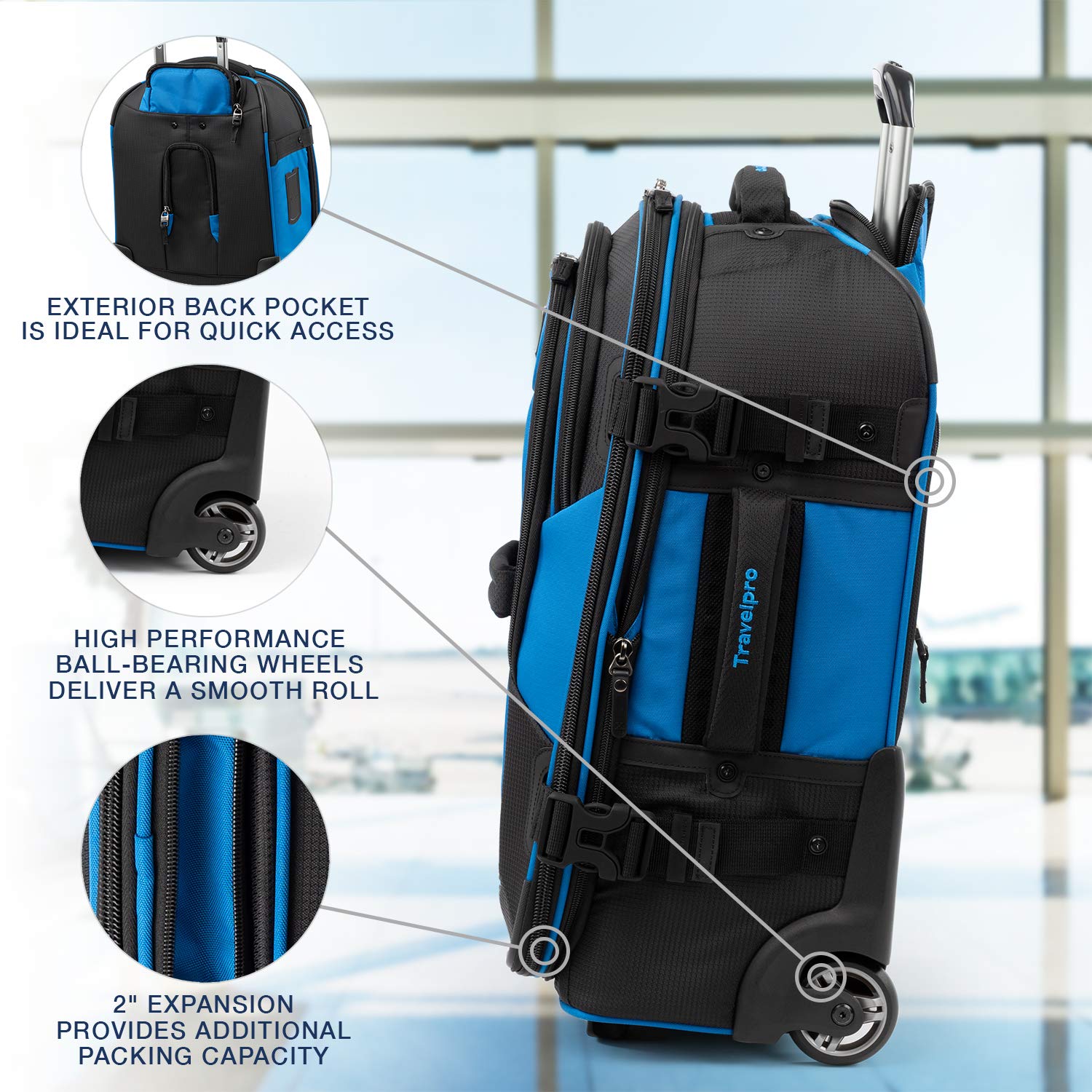 Travelpro Unisex-Adult Bold Softside Expandable Rollaboard Upright Luggage ( Blue/Black , Carry-On 22-Inch ) Blue/Black Carry On 22 Inch U7