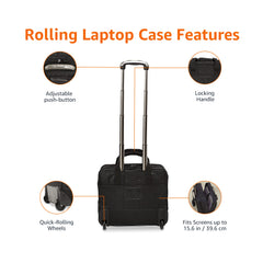 Amazon Basics Rolling Laptop Case, 14.5-Inch, Black U1