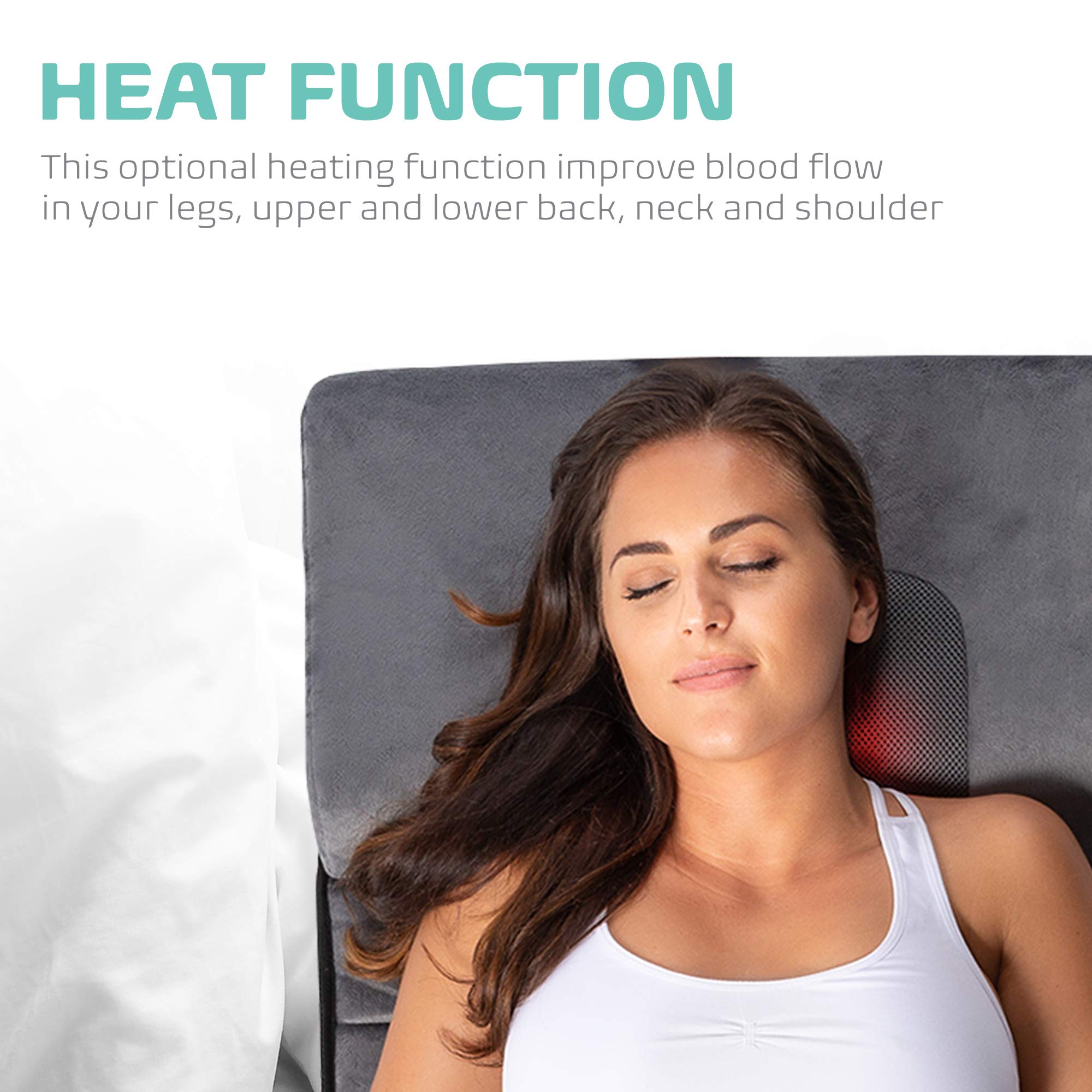 Massage Mat Vibration Pad - Full Body Vibration Mattress Pad for Bed with Rotating Shiatsu Neck Massage Pillow - 10 Vibrating Motors, 4 Warming Heating Spots - Neck, Shoulder, Back Massager Black 1 Count (Pack of 1) U2