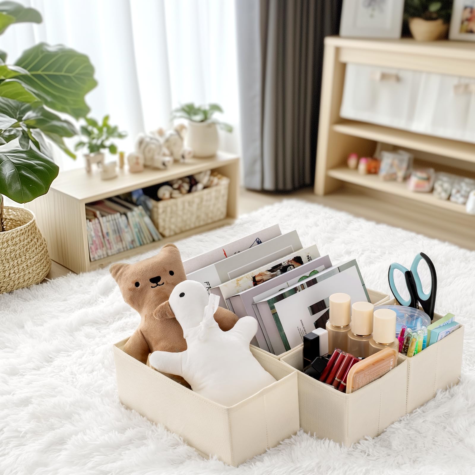 Criusia Drawer Organizer Clothes, 21 Pack Dresser Organizer for Baby Clothes, Underwear, Sock - Foldable Closet Organization and Storage Dividers Bins for Nursery, Bedroom (Beige) Beige 21PACK U1