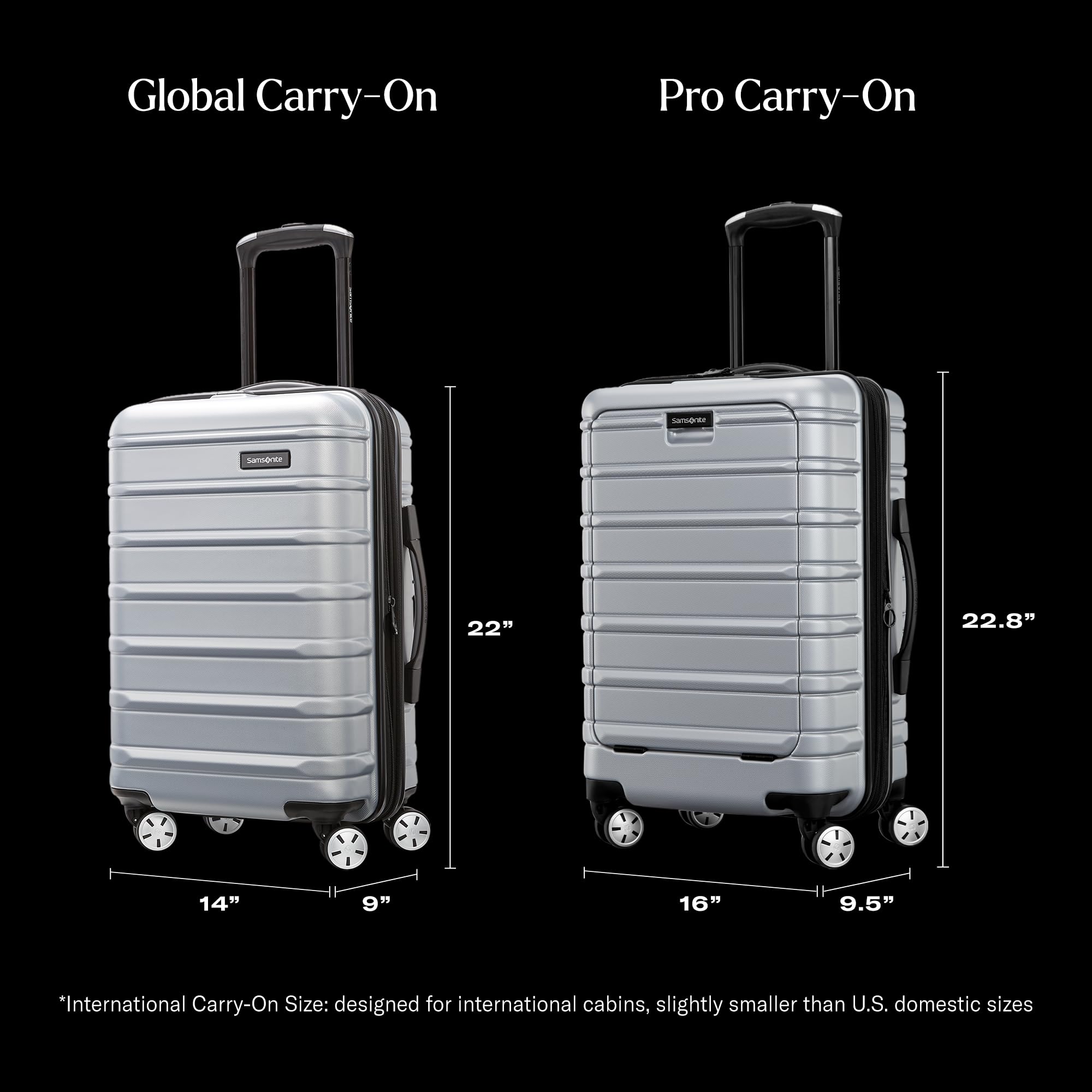 Samsonite Omni 2 International Carry-On Luggage with 360° Spinner Wheels - Scratch Resistant Hardshell - TSA, Airline-Approved - Expandable Polycarbonate Shell for Lightweight Travel - Artic Silver Arctic Silver Carry-on Spinner U1