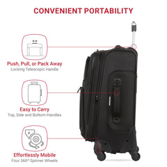 SwissGear Sion Softside Expandable Luggage, Black, Checked-Medium 25-Inch Black Checked-Medium 25-Inch U1