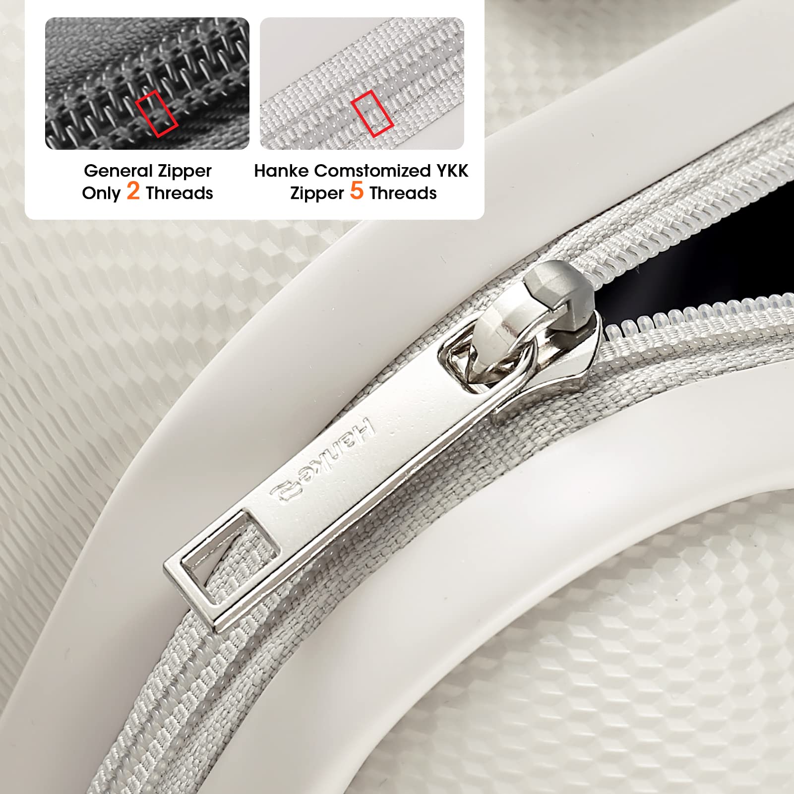 Hanke Lightweight Hardside Checked-Medium Luggage with 8 Spinner Silent Wheels, Travel Luggage, Rolling Suitcase TSA Approved, White, 24-Inch   U1