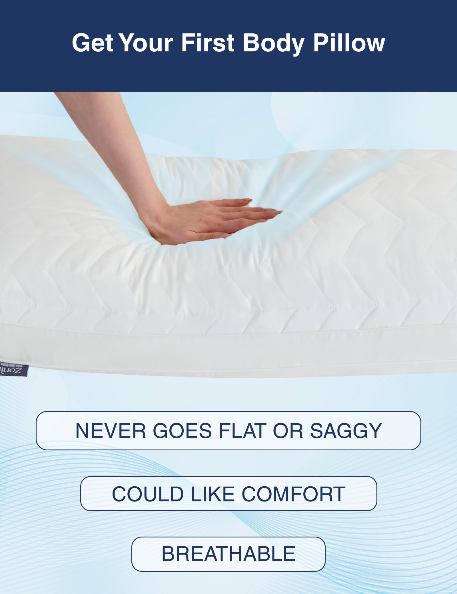ZonLi Memory Foam Body Pillow for Adults, Long Pillow for Bed, Firm Body Pillow for Side Sleeper, Elegant Quilted Full Length Body Pillows Large -20x54 inch, White White 20 in x 54 in U1