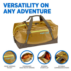 Eagle Creek Migrate 90L Travel Backpack Duffle Bag with Tuck-Away Backpack Straps, Full-Access Wide Mouth Opening & Seamless Bottom Bathtub Construction, Field Brown U1