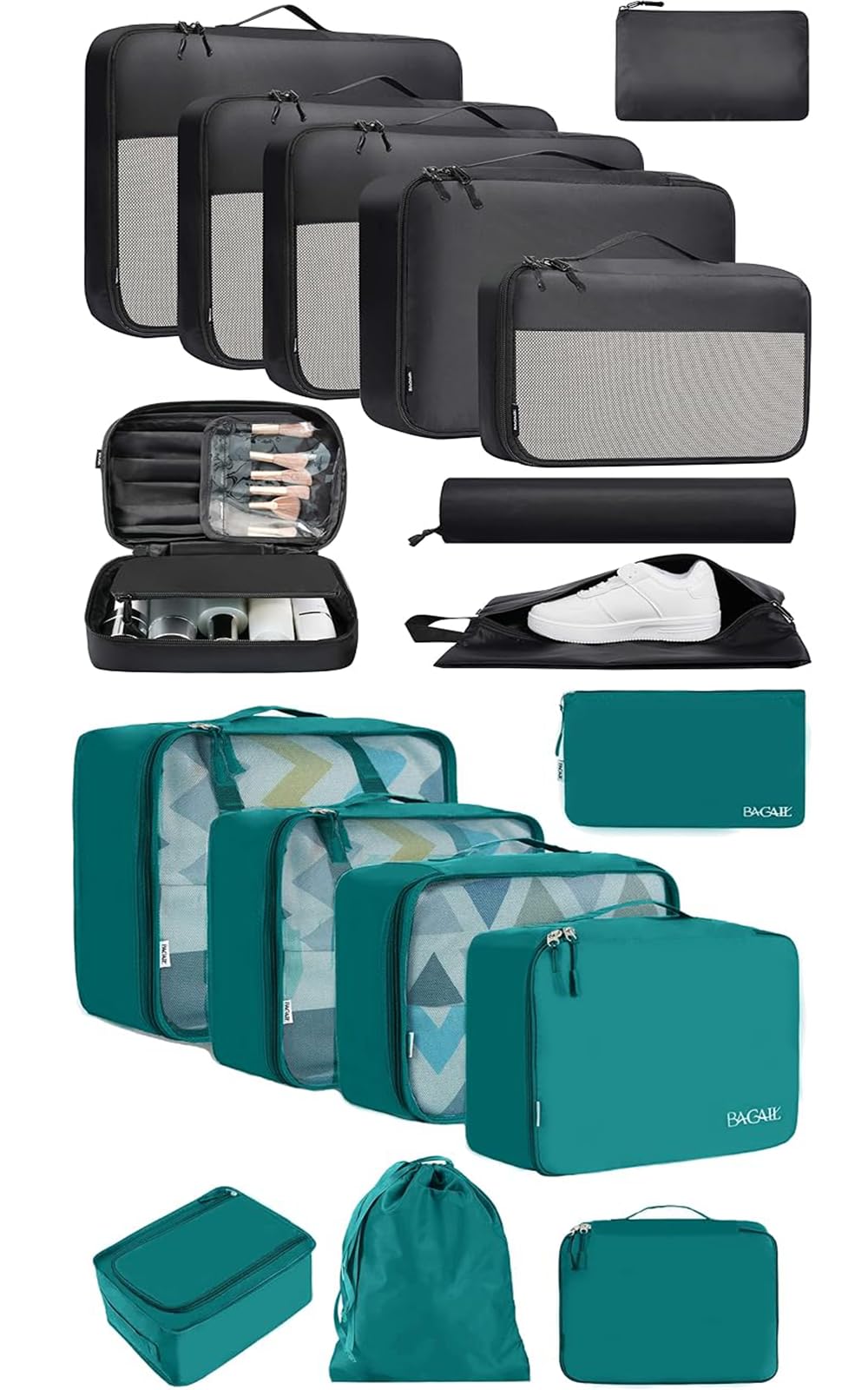 BAGAIL 8 Set Packing Cubes and 9 Set Luggage Packing Organizers U1