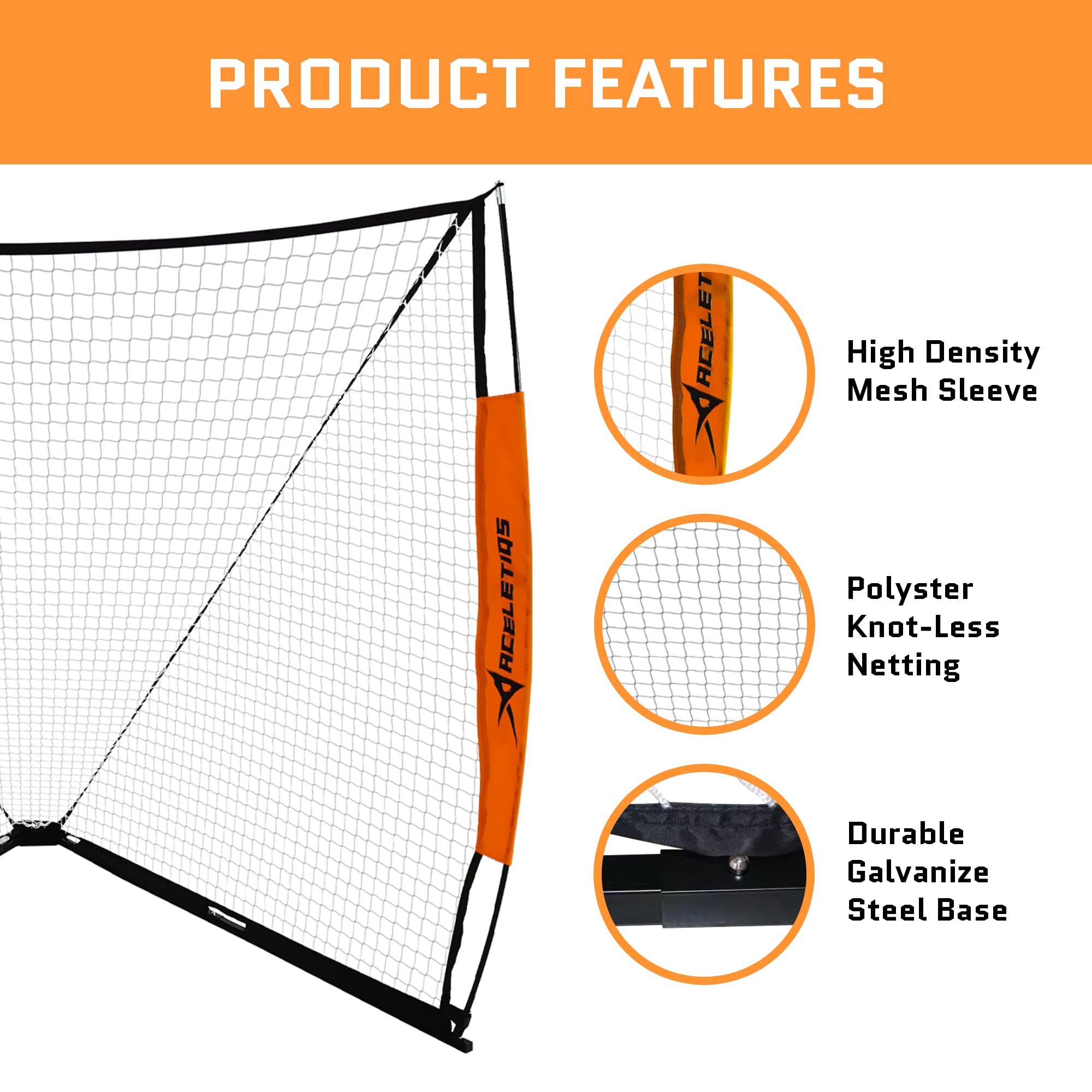 Lacrosse Goal 6x6 Feet | Lacrosse Net for Back Yard Fully Flexible and Portable | Pair with Your Lacrosse Rebounder or Lacrosse Backstop | Used by Man Lacrosse Goalie [Cary Bag Included] Black 6 ft x 6 ft U1